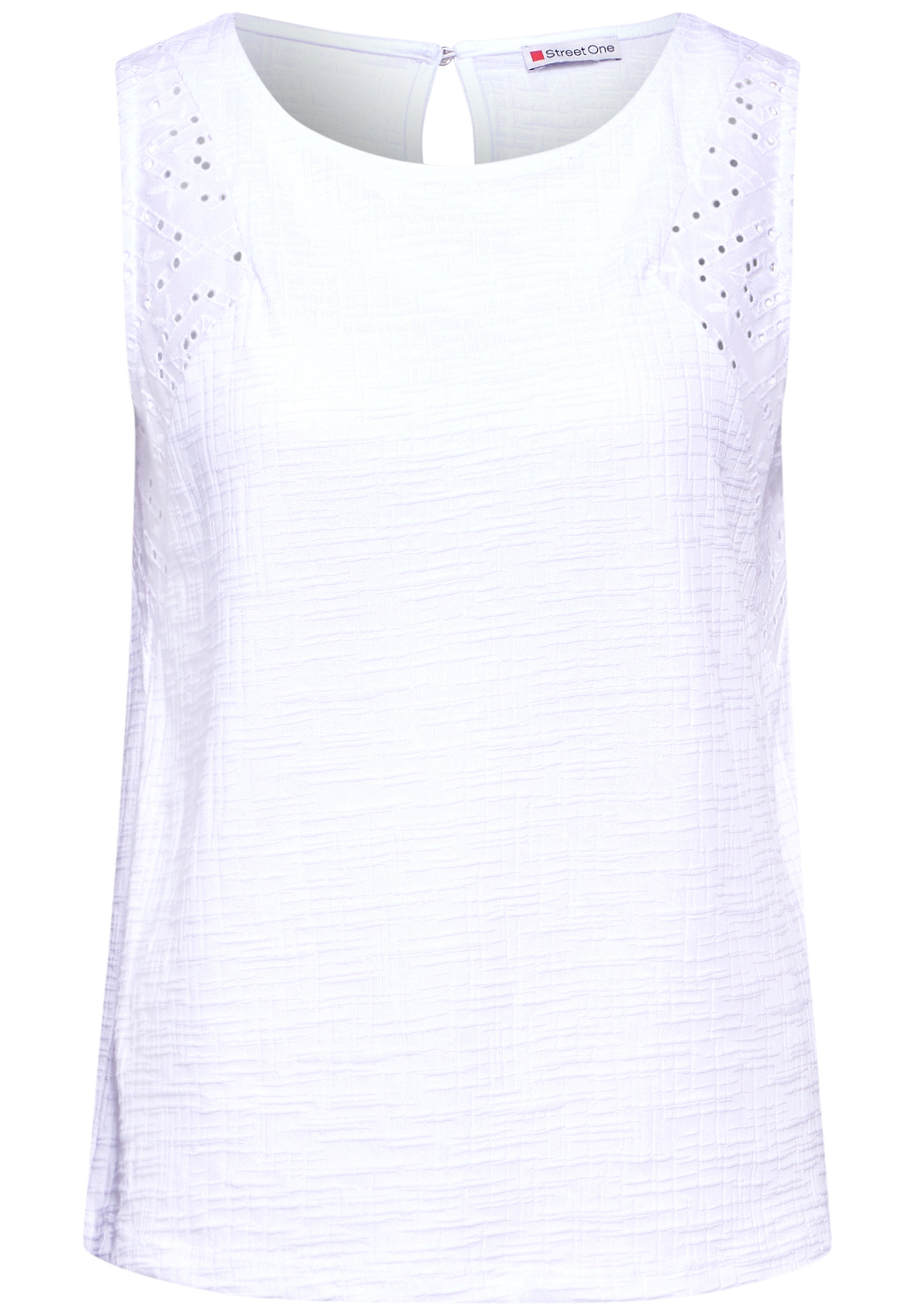 Street One Struktur-Top Damen Sommerliche Stickerei Ärmellos Baumwollmix