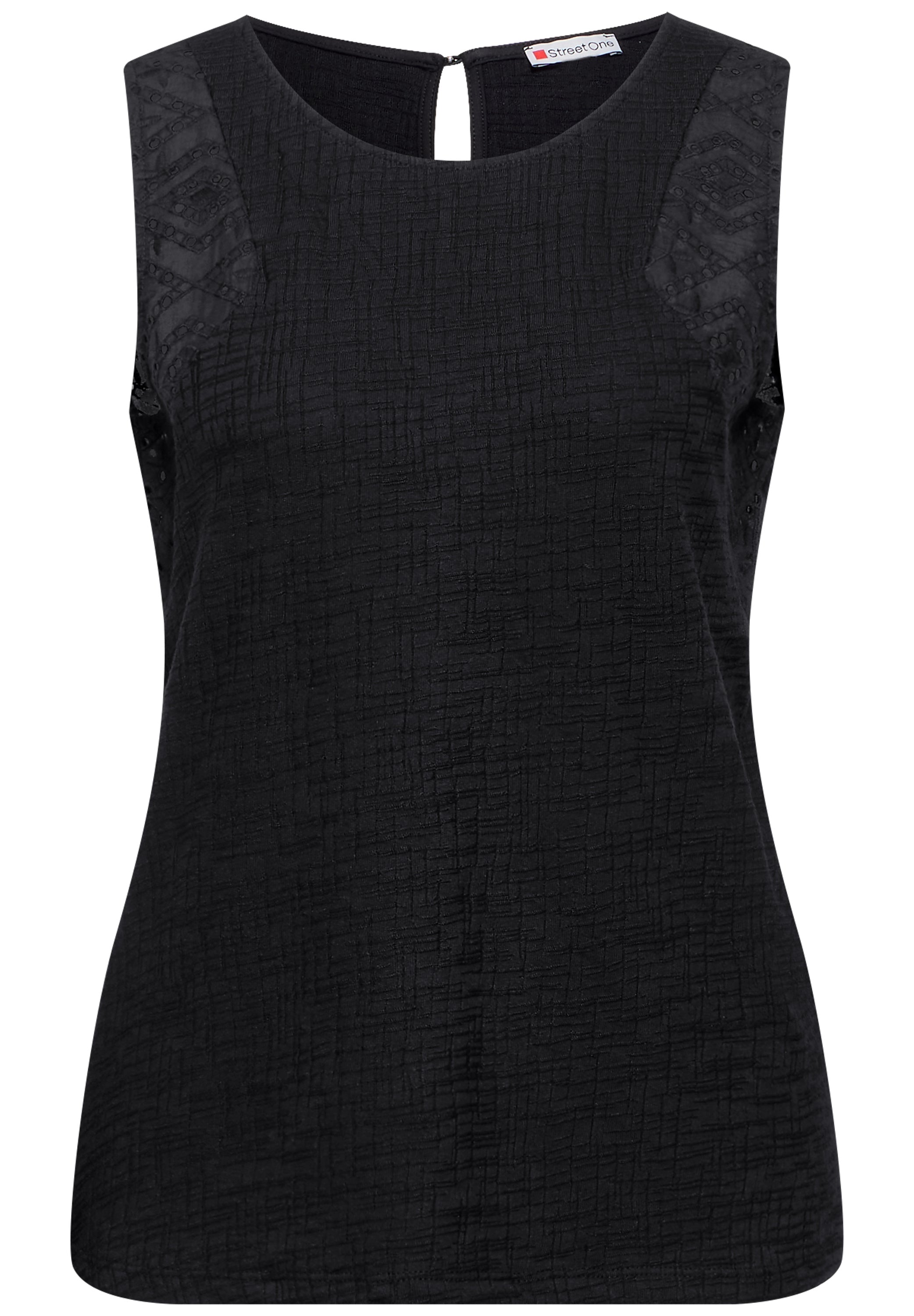 Street One Struktur-Top Damen Sommerliche Stickerei Ärmellos Baumwollmix