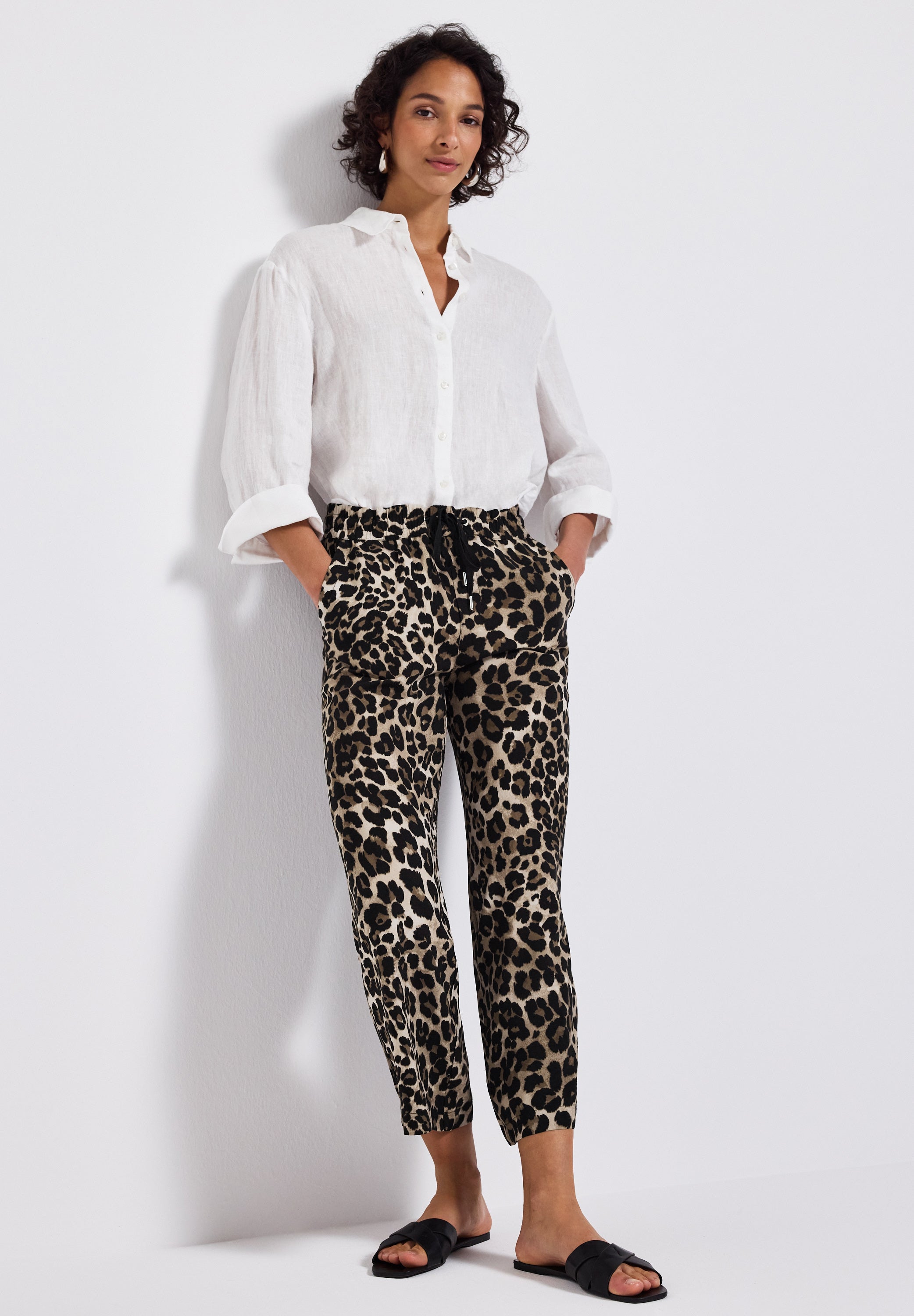 Street One Wide Leg Hose Damen Loose Fit High Waist