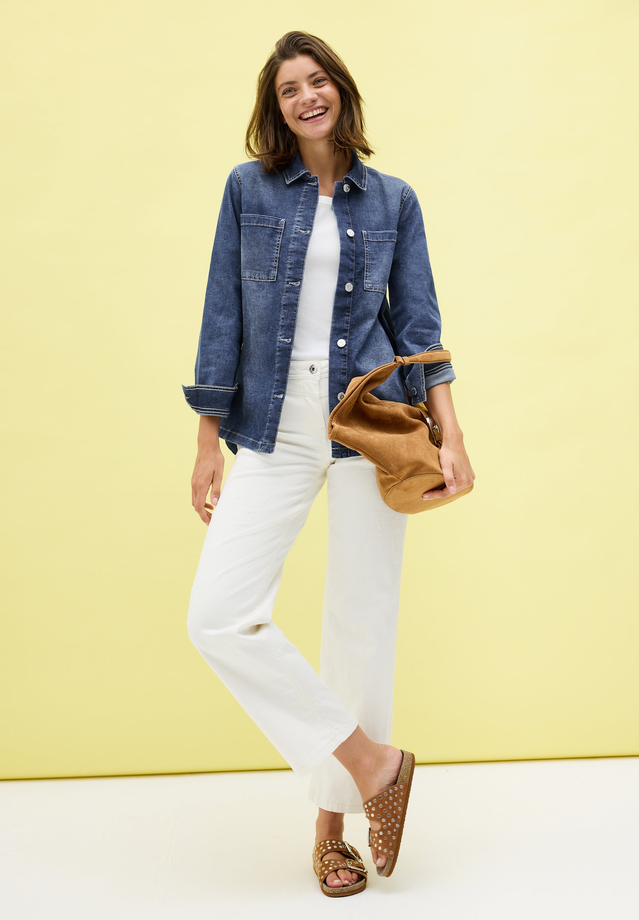 CECIL Denim Overshirt Damen Leichter Baumwollmix Stretch