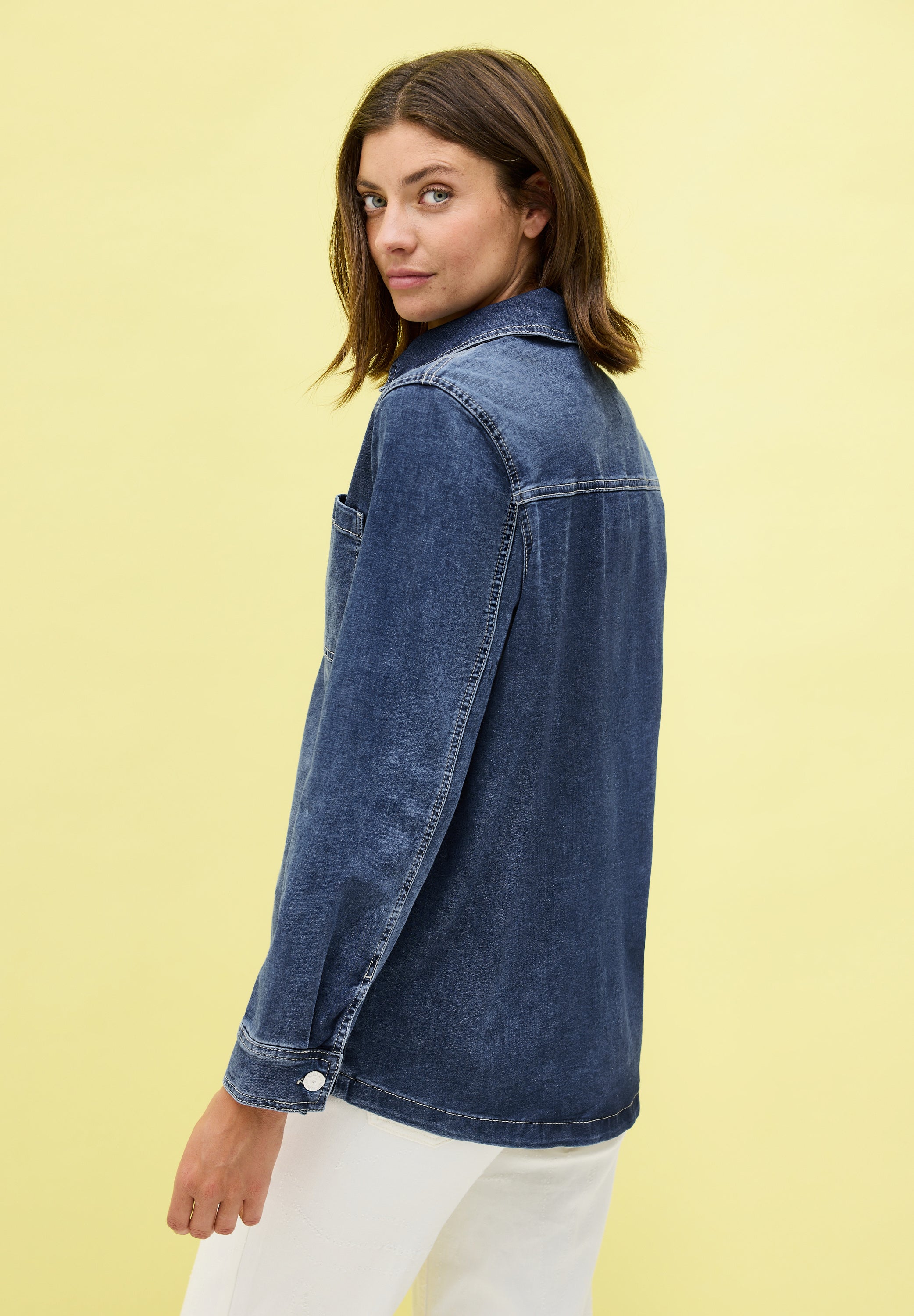 CECIL Denim Overshirt Damen Leichter Baumwollmix Stretch