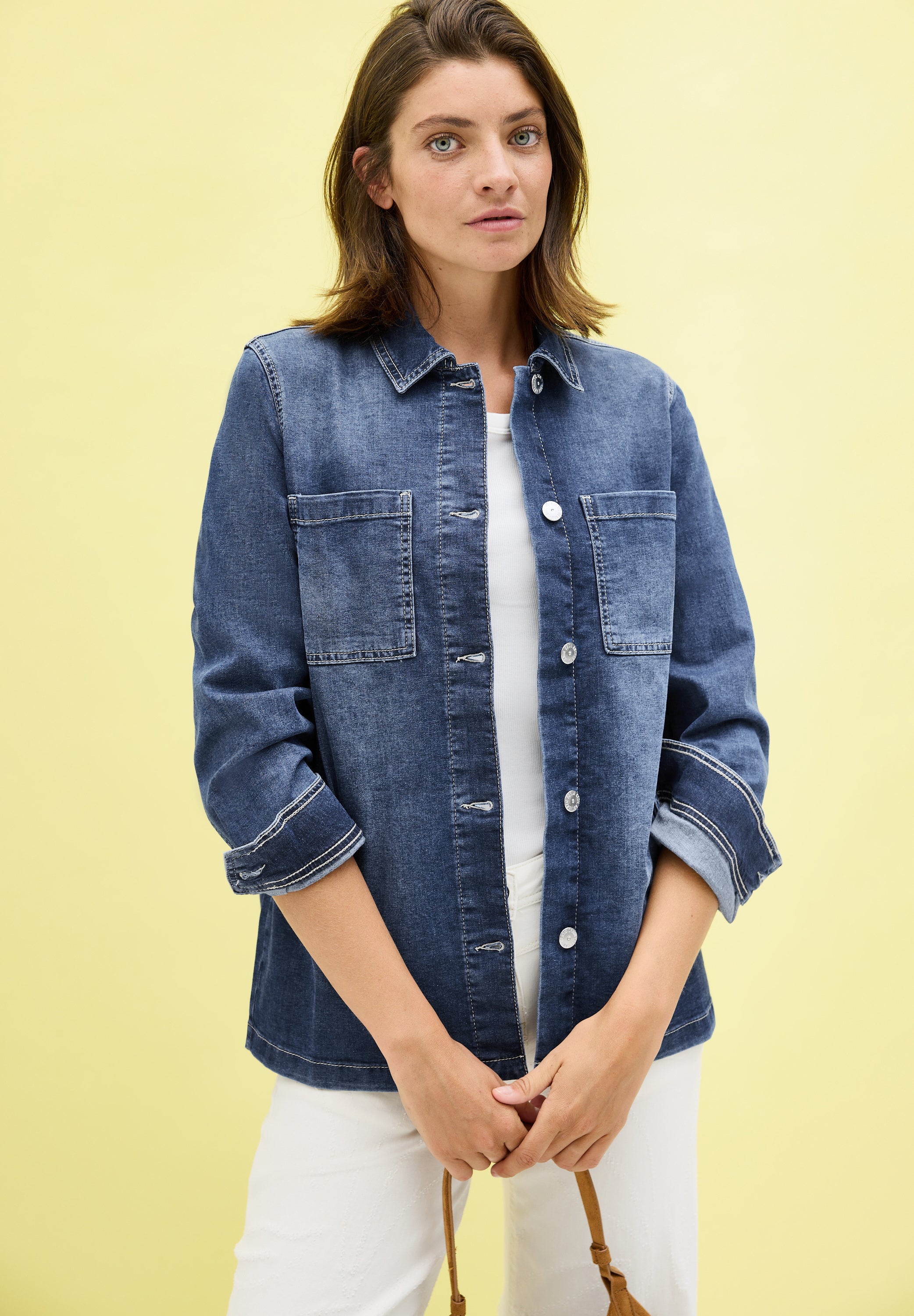 CECIL Denim Overshirt Damen Leichter Baumwollmix Stretch