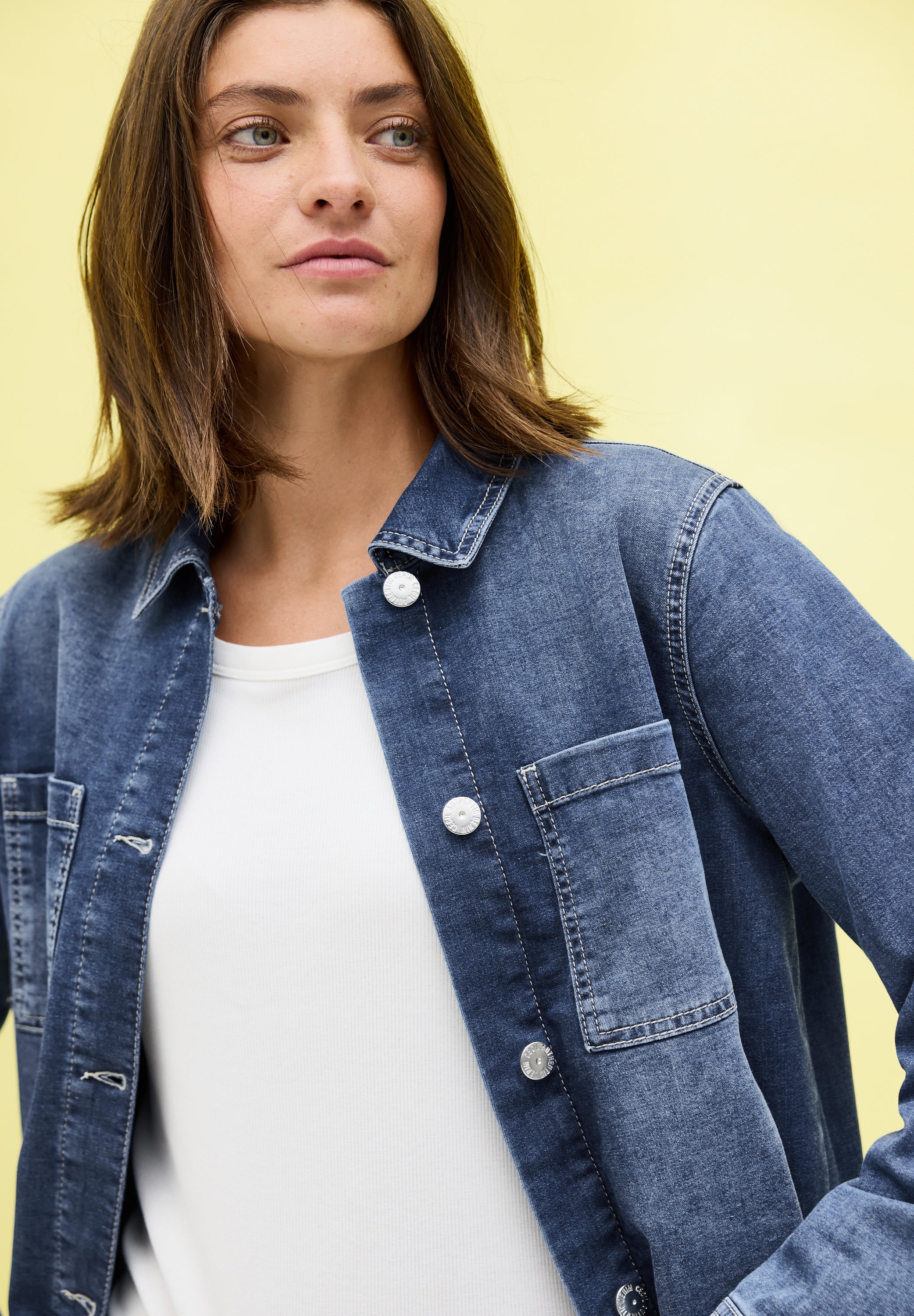 CECIL Denim Overshirt Damen Leichter Baumwollmix Stretch