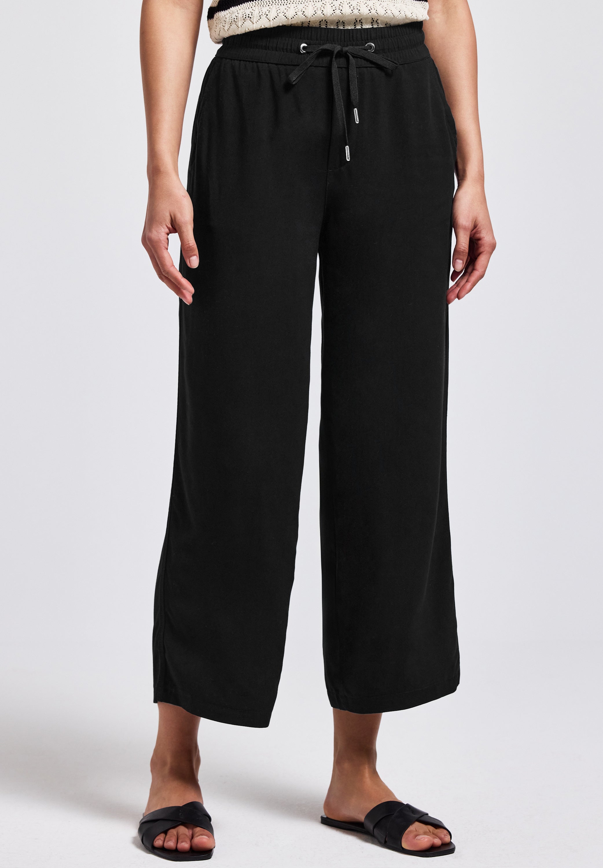 Street One Wide Leg Hose Damen Loose Fit High Waist Viskose