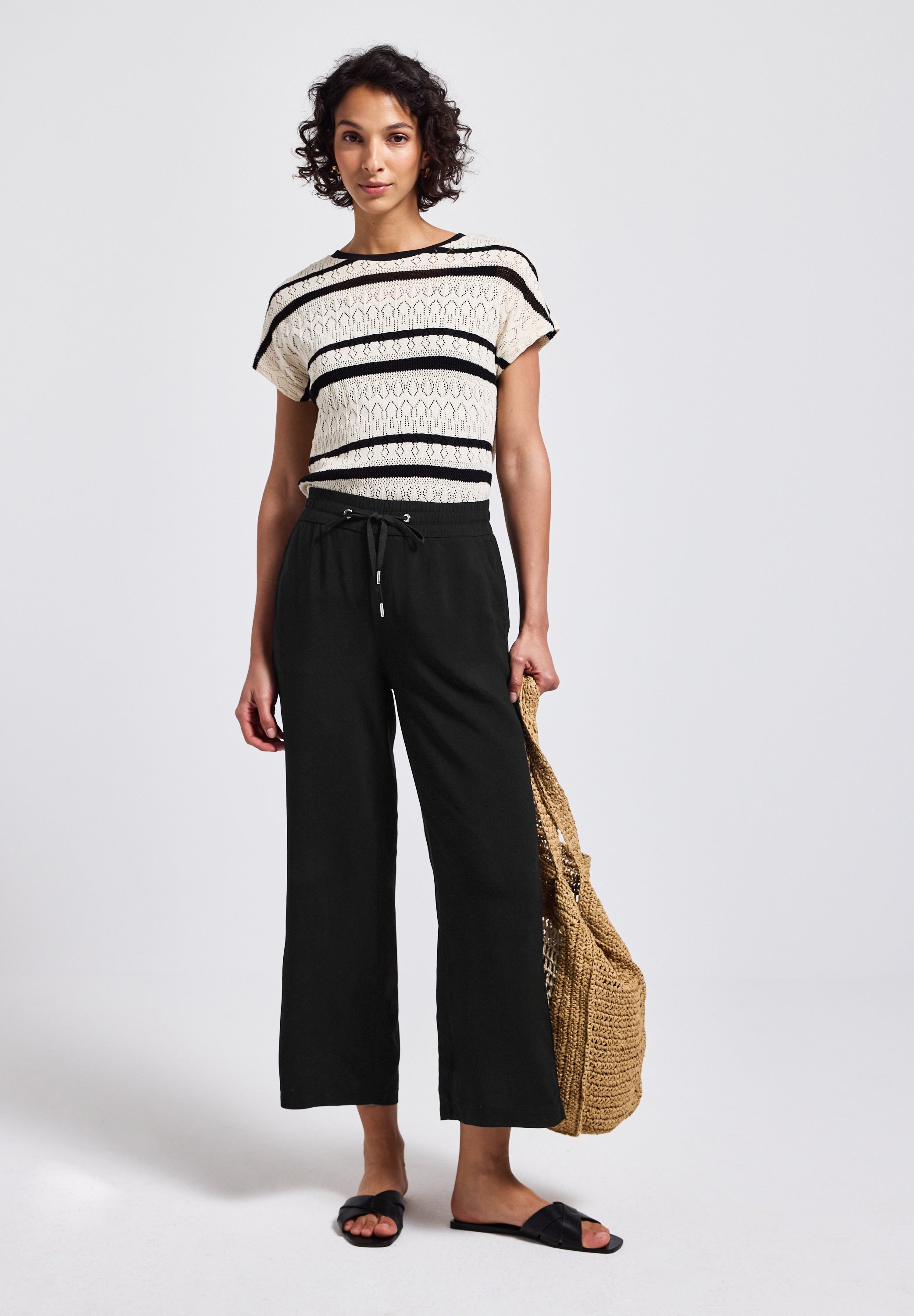Street One Wide Leg Hose Damen Loose Fit High Waist Viskose