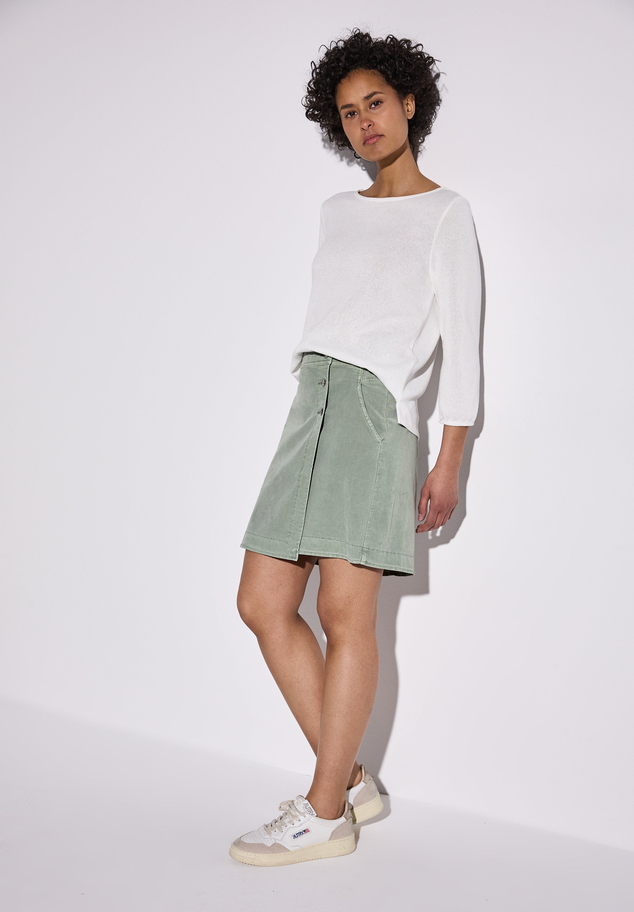 Street One Knielanger Cordrock Damen Modernes Wickel-Design
