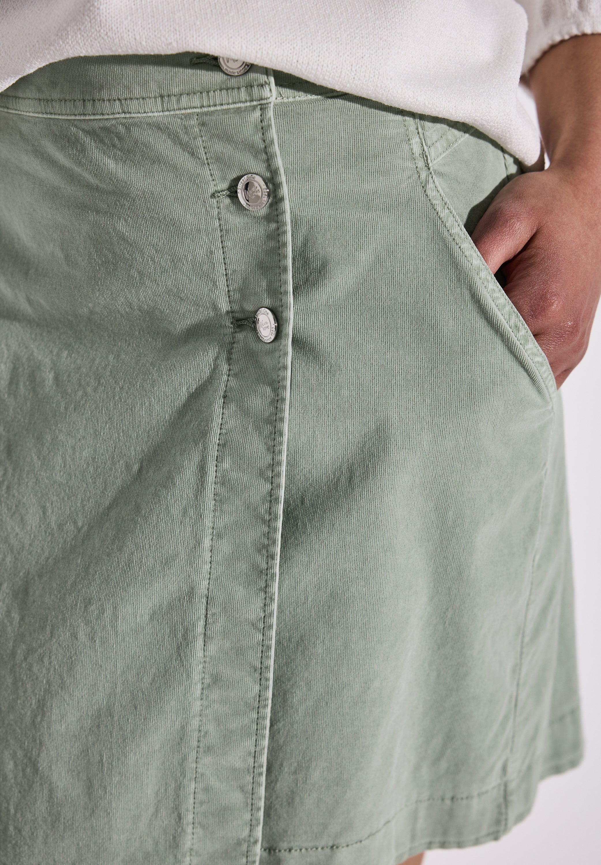 Street One Knielanger Cordrock Damen Modernes Wickel-Design