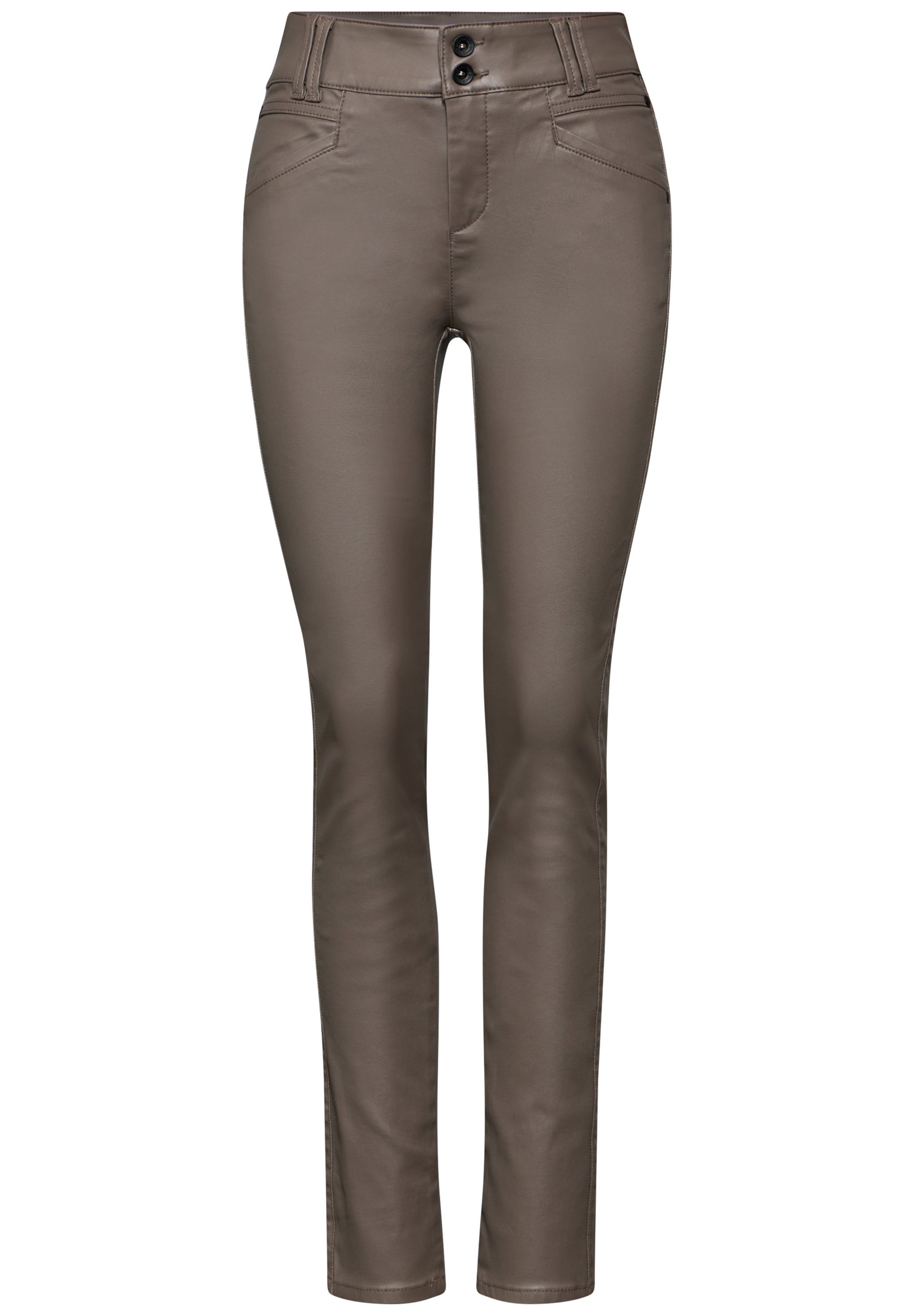 Street One Hose Coating-Effekt Slim Fit Damen Leder-Optik