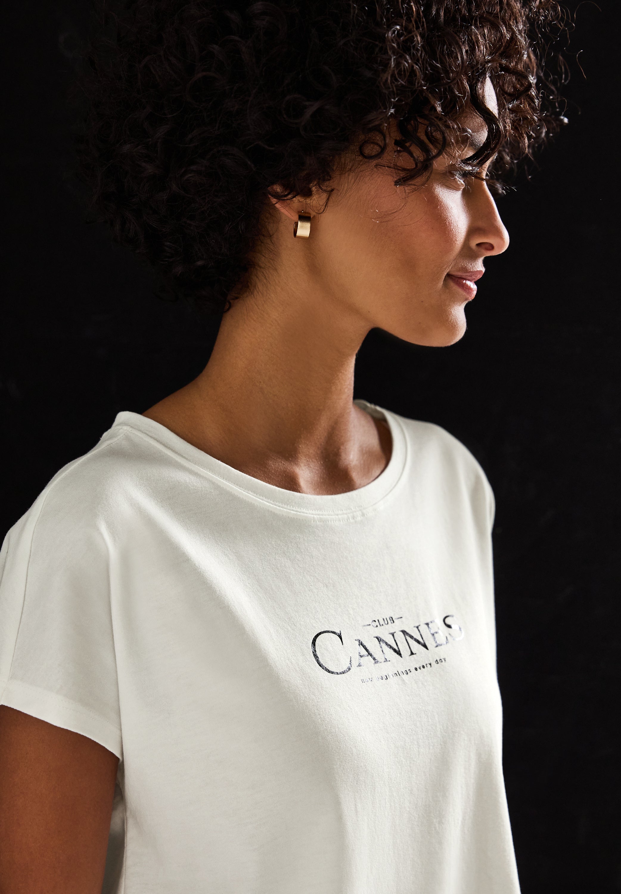 Street One Sommer-Shirt Damen mit schimmerndem Folien-Wording
