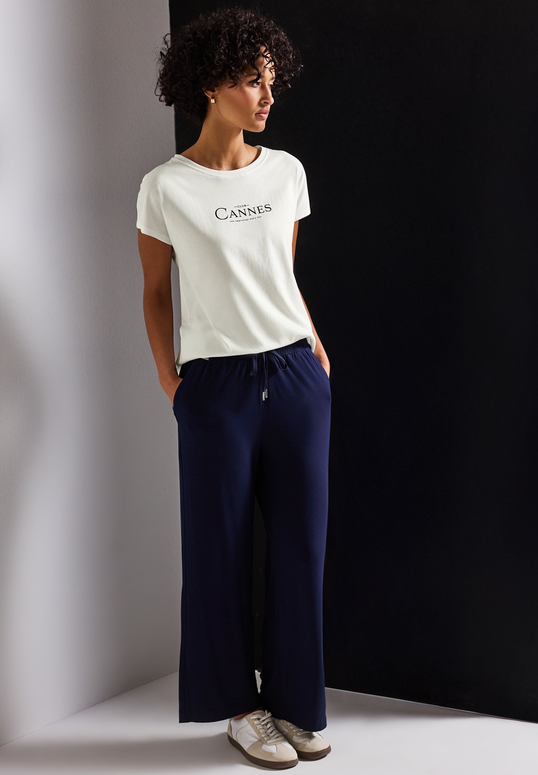 Street One Sommer-Shirt Damen mit schimmerndem Folien-Wording
