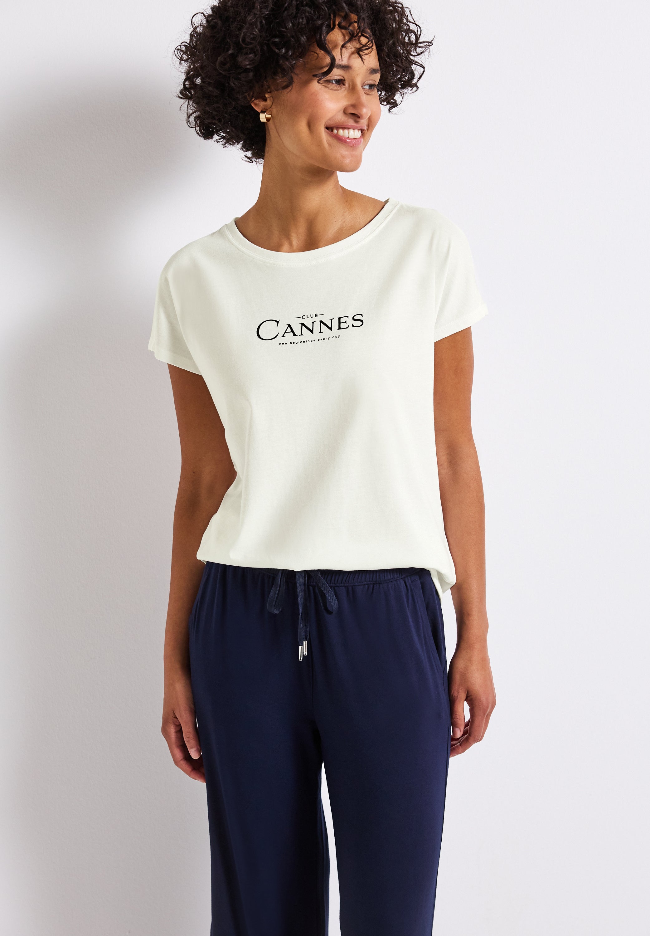 Street One Sommer-Shirt Damen mit schimmerndem Folien-Wording