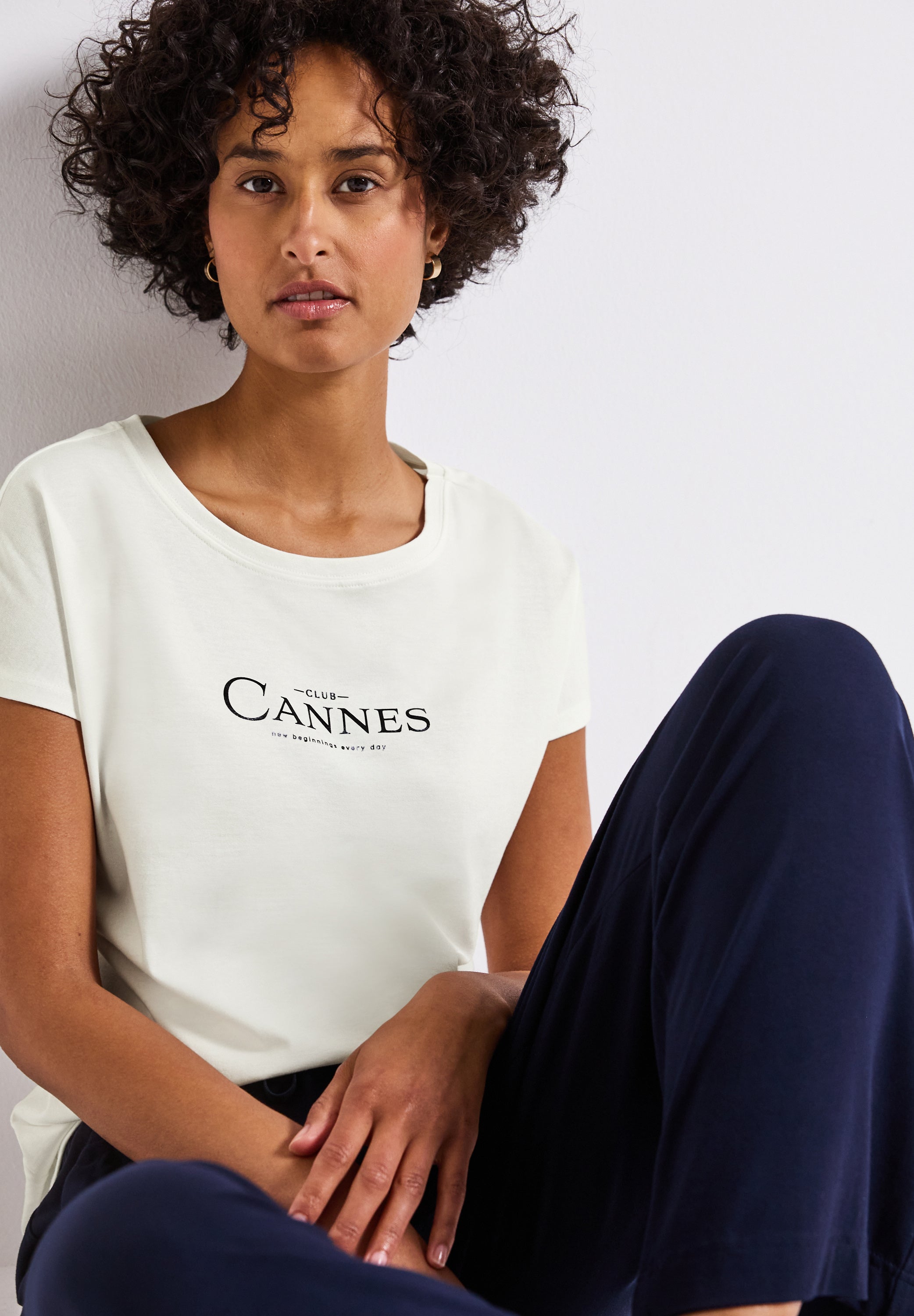 Street One Sommer-Shirt Damen mit schimmerndem Folien-Wording