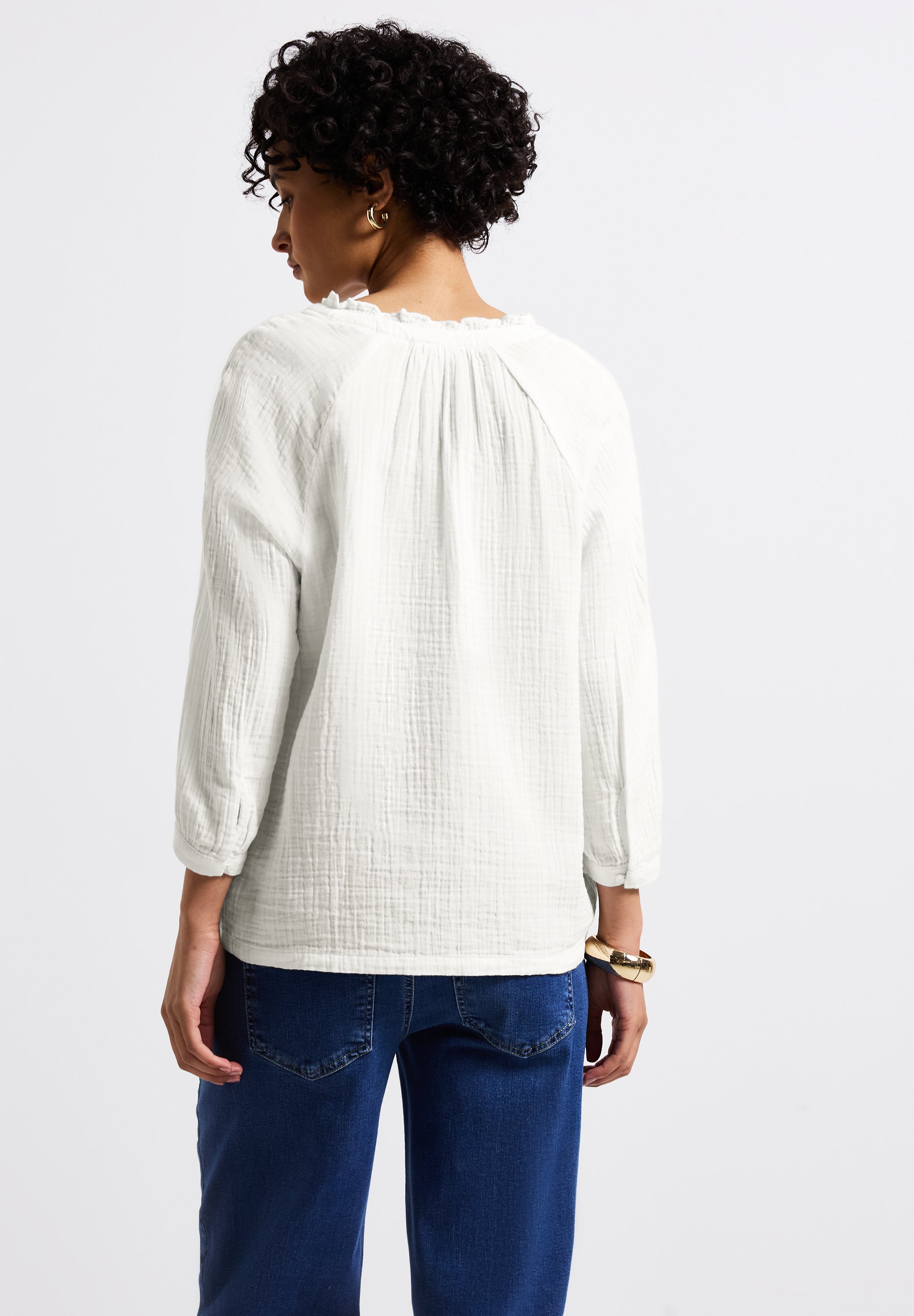 Street One Tunika Bluse Damen Luftige 3/4-Arm Rüschendetails