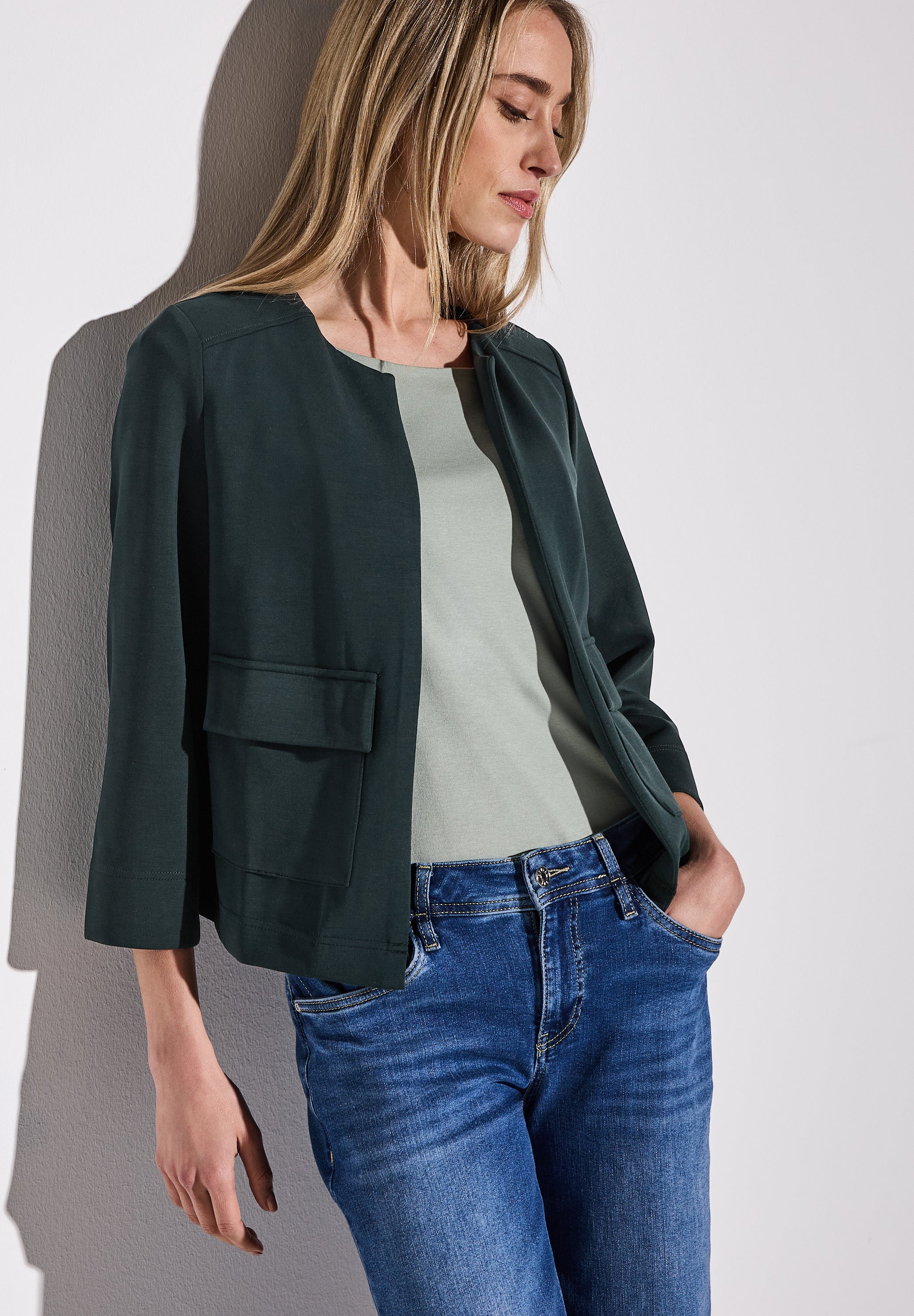 Street One Offene Jacke Damen Seidiger Glanz Modalmix