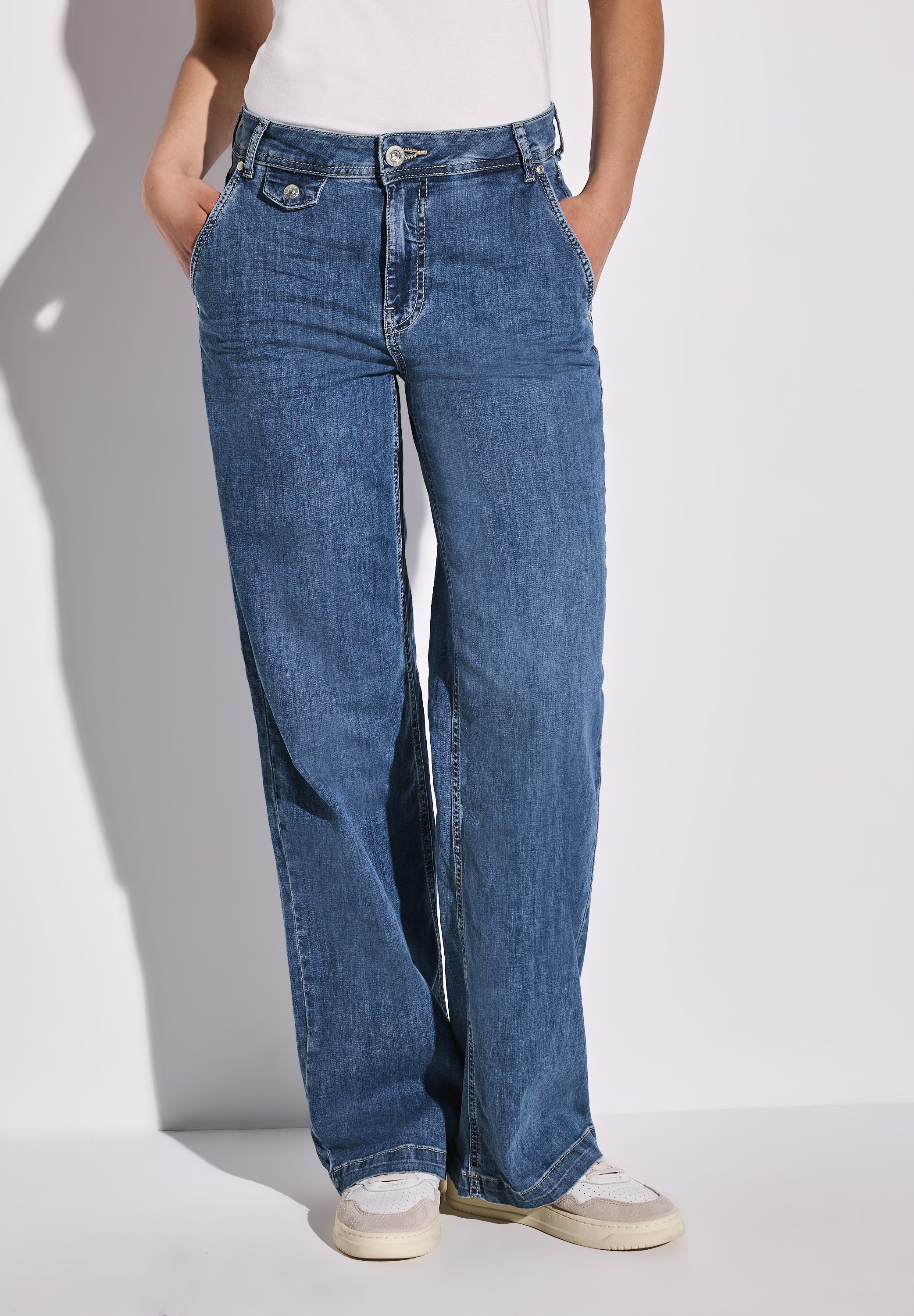 Street One Wide Leg Jeans Damen Loose Fit High Waist Stretch Baumwolle