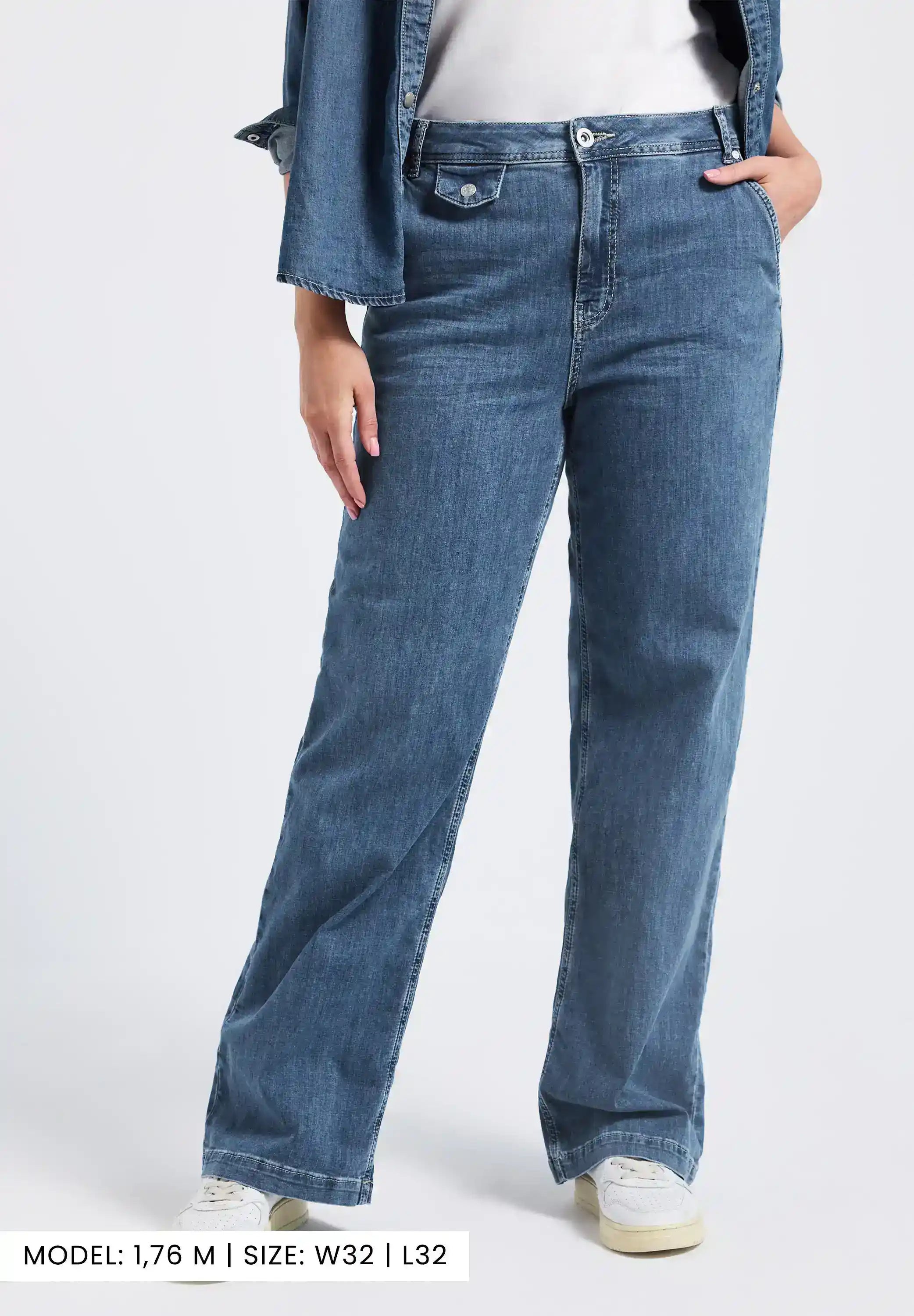Street One Wide Leg Jeans Damen Loose Fit High Waist Stretch Baumwolle
