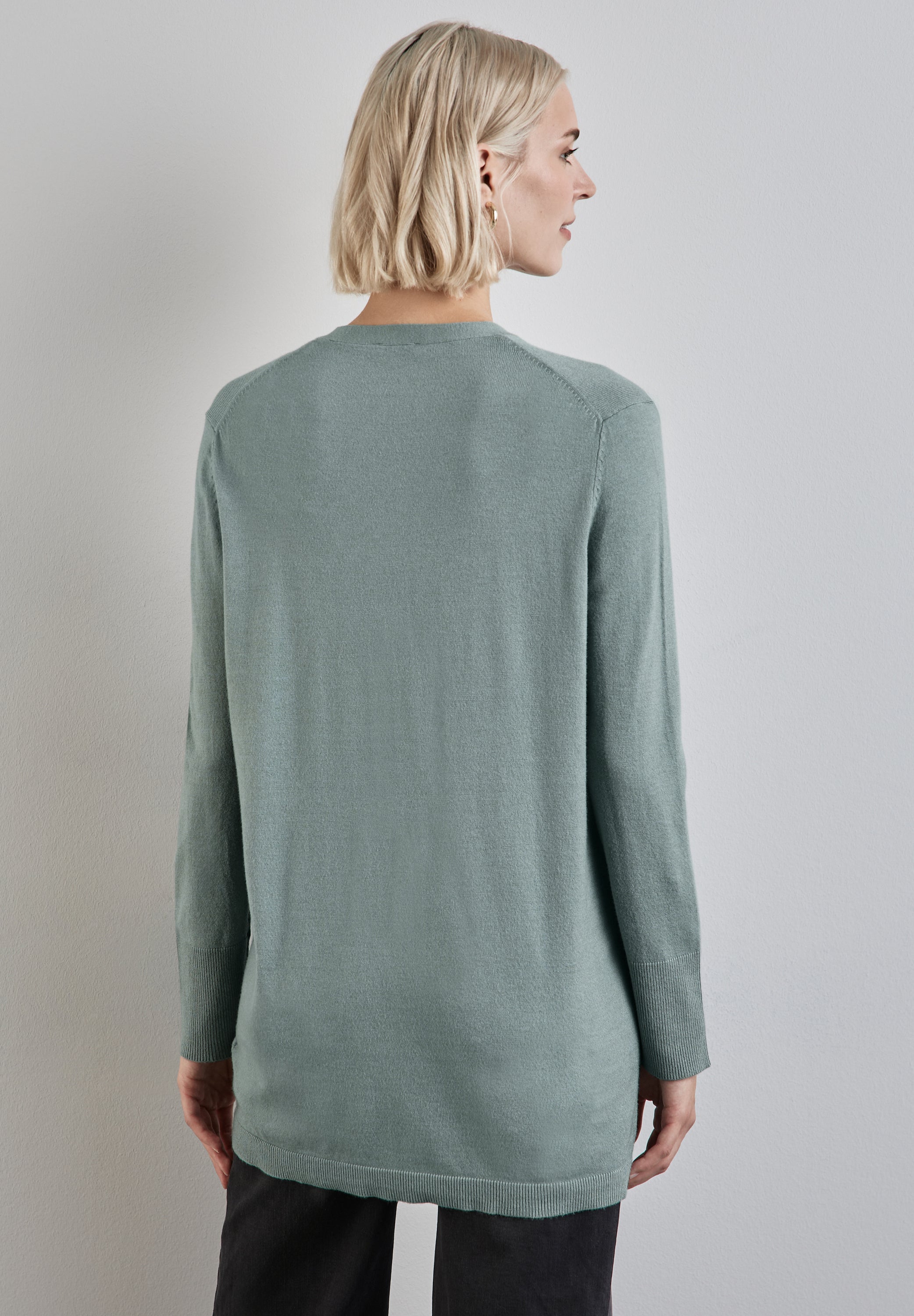 Street One Basic Cardigan Damen Langarm V-Ausschnitt Knopfleiste