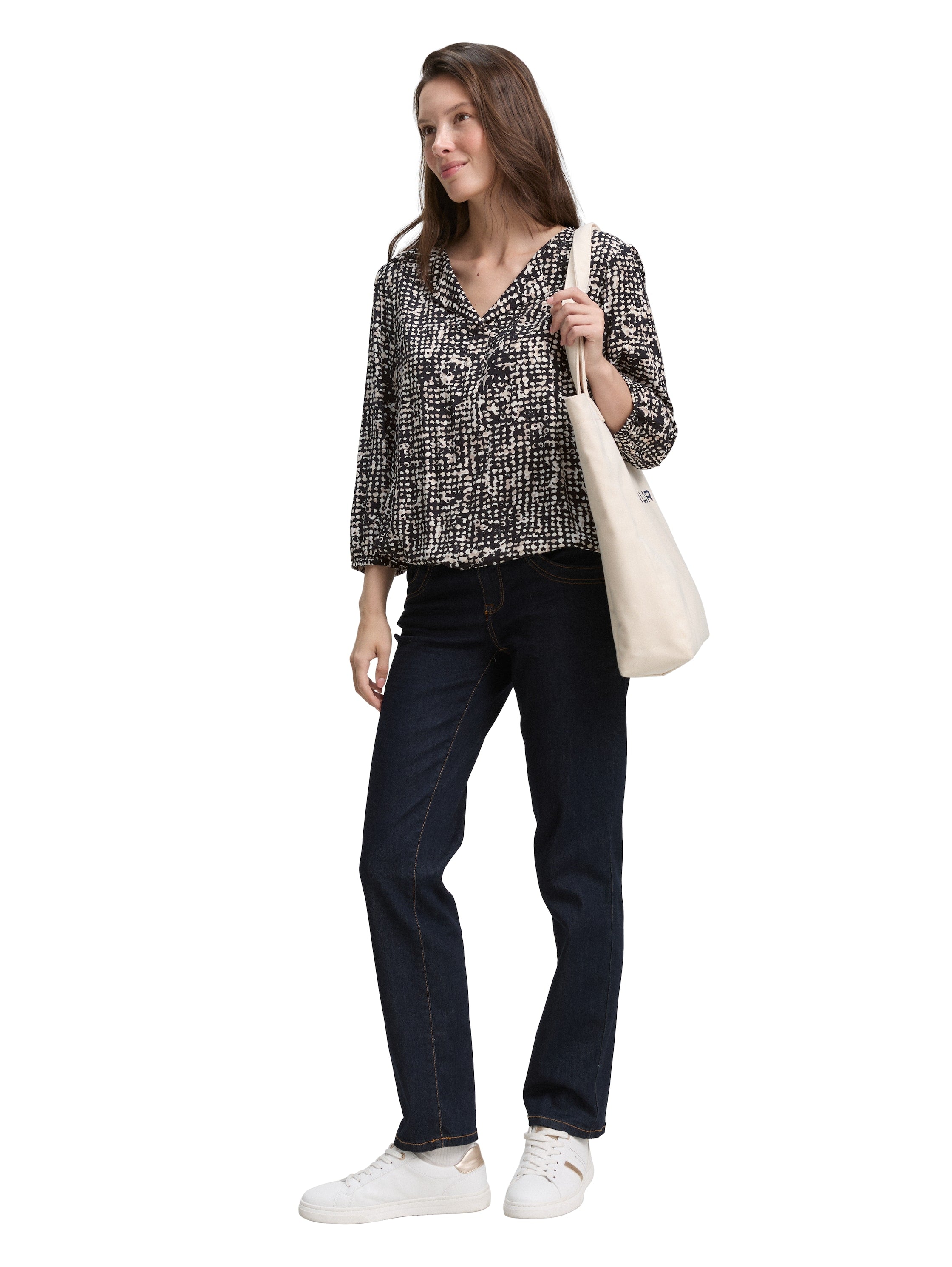Tom Tailor Bluse mit 3/4-Arm für Frauen mit elastischem Saum