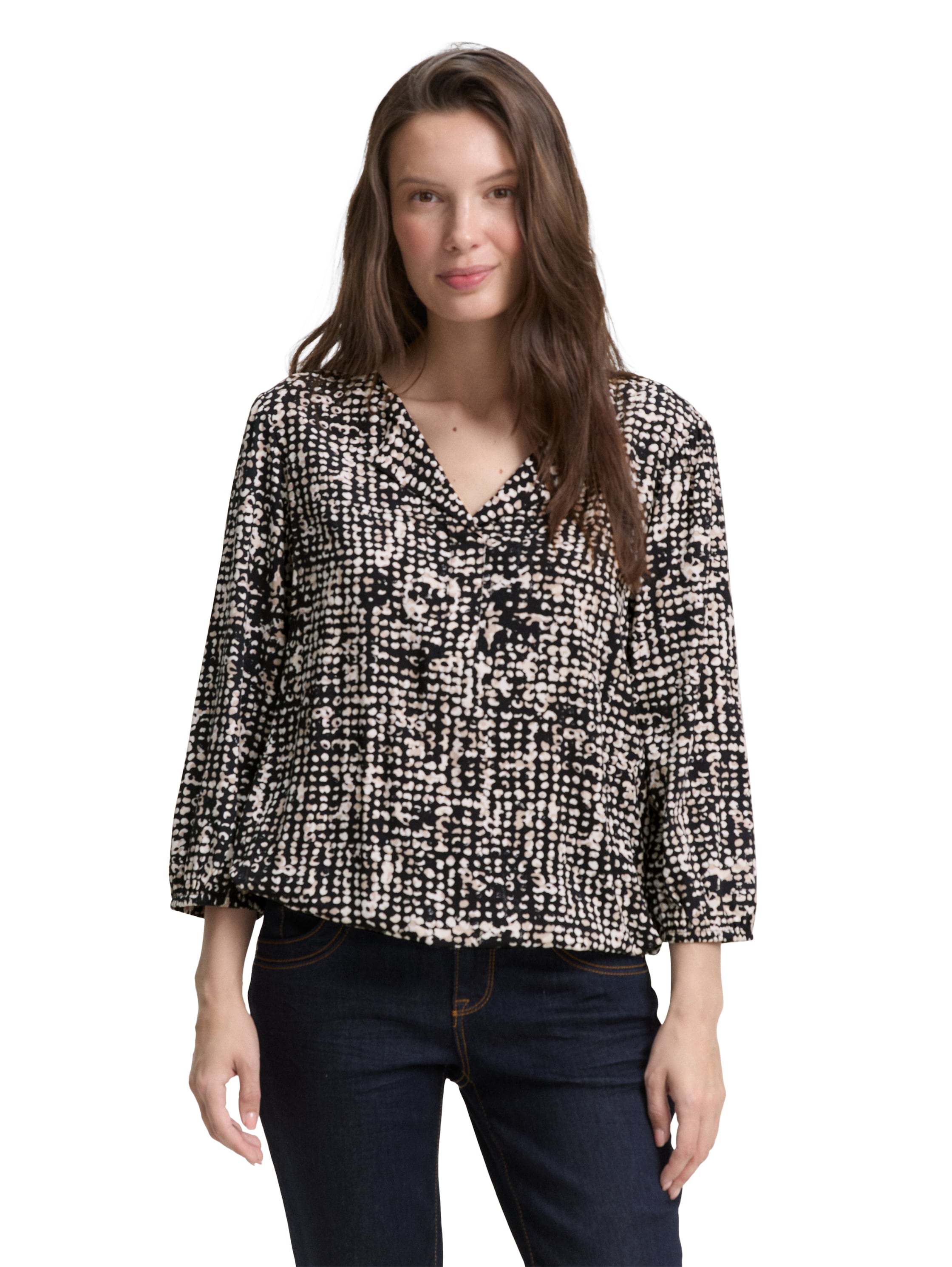 Tom Tailor Bluse mit 3/4-Arm für Frauen mit elastischem Saum