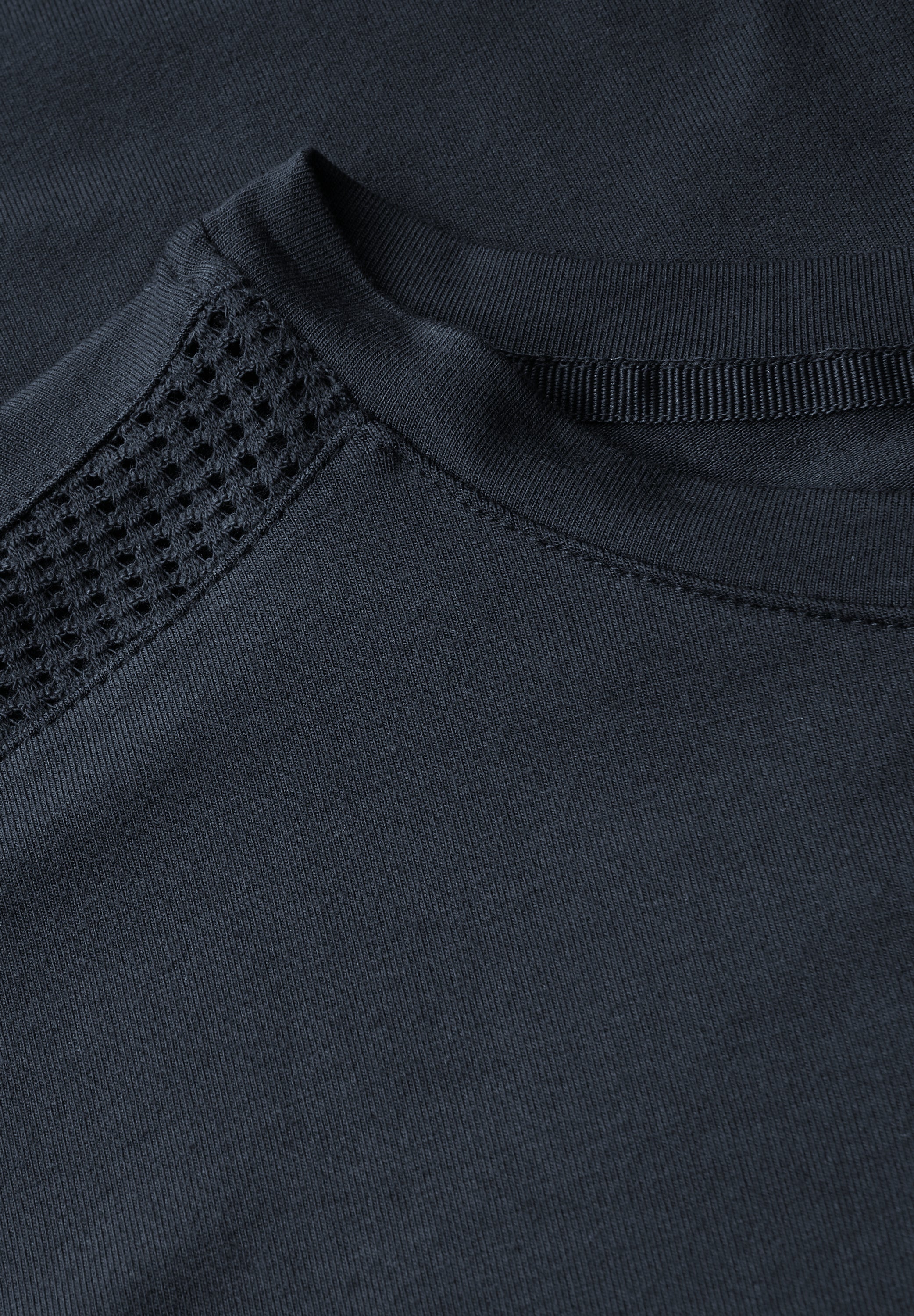 Street One Jersey-Shirt Damen mit Mesh-Detail und dropped shoulders