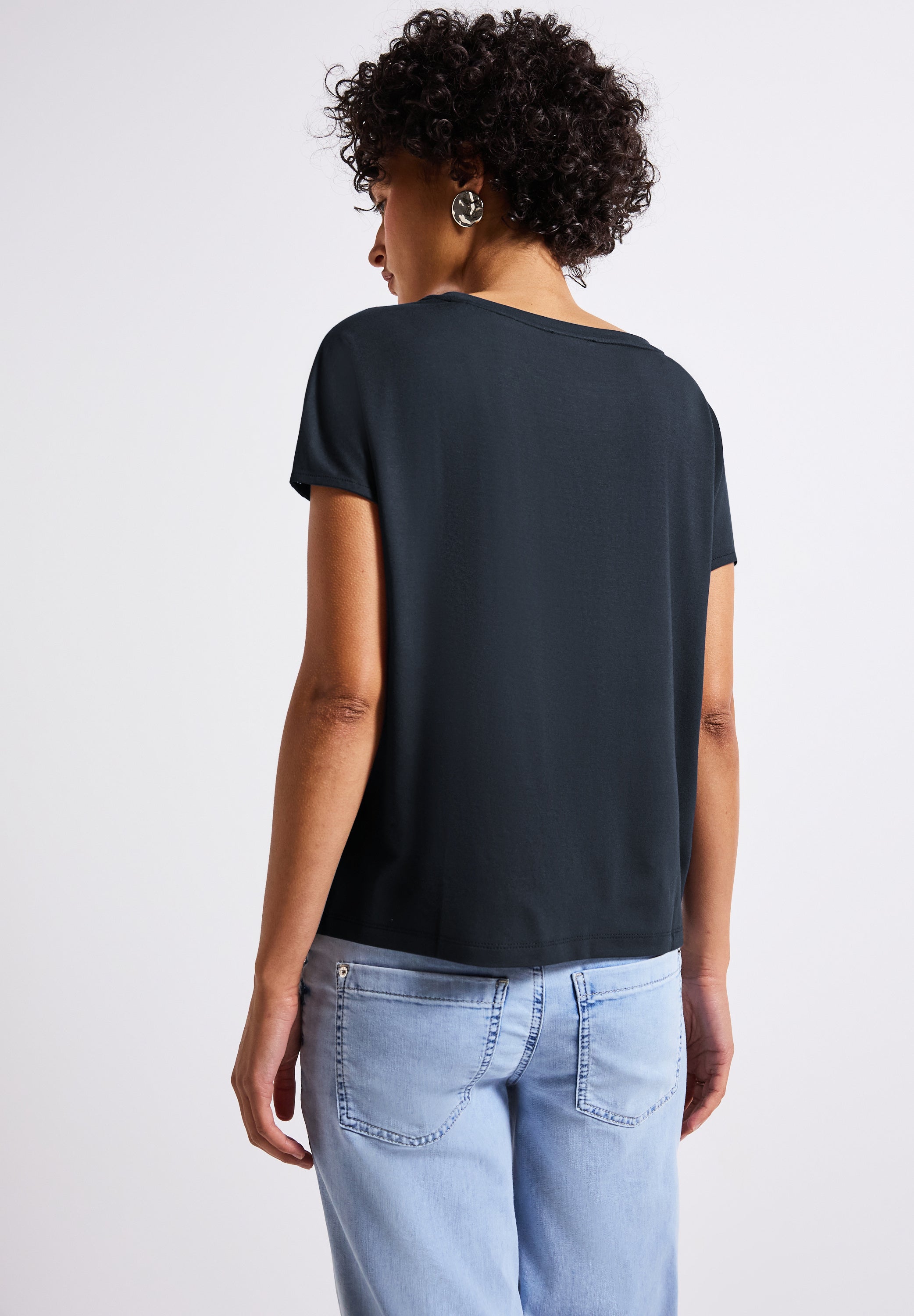 Street One Jersey-Shirt Damen mit Mesh-Detail und dropped shoulders