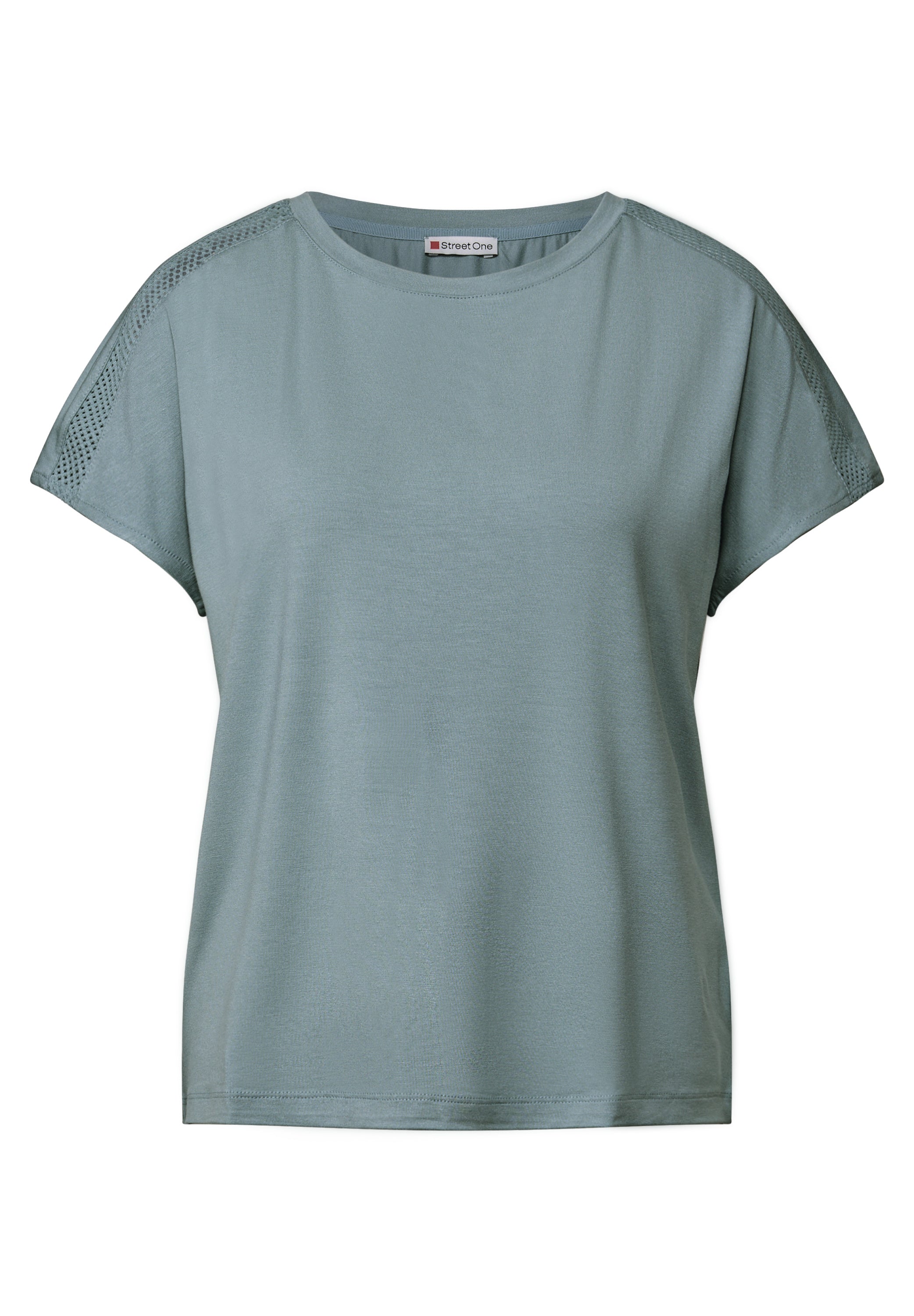 Street One Jersey-Shirt Damen mit Mesh-Detail und dropped shoulders