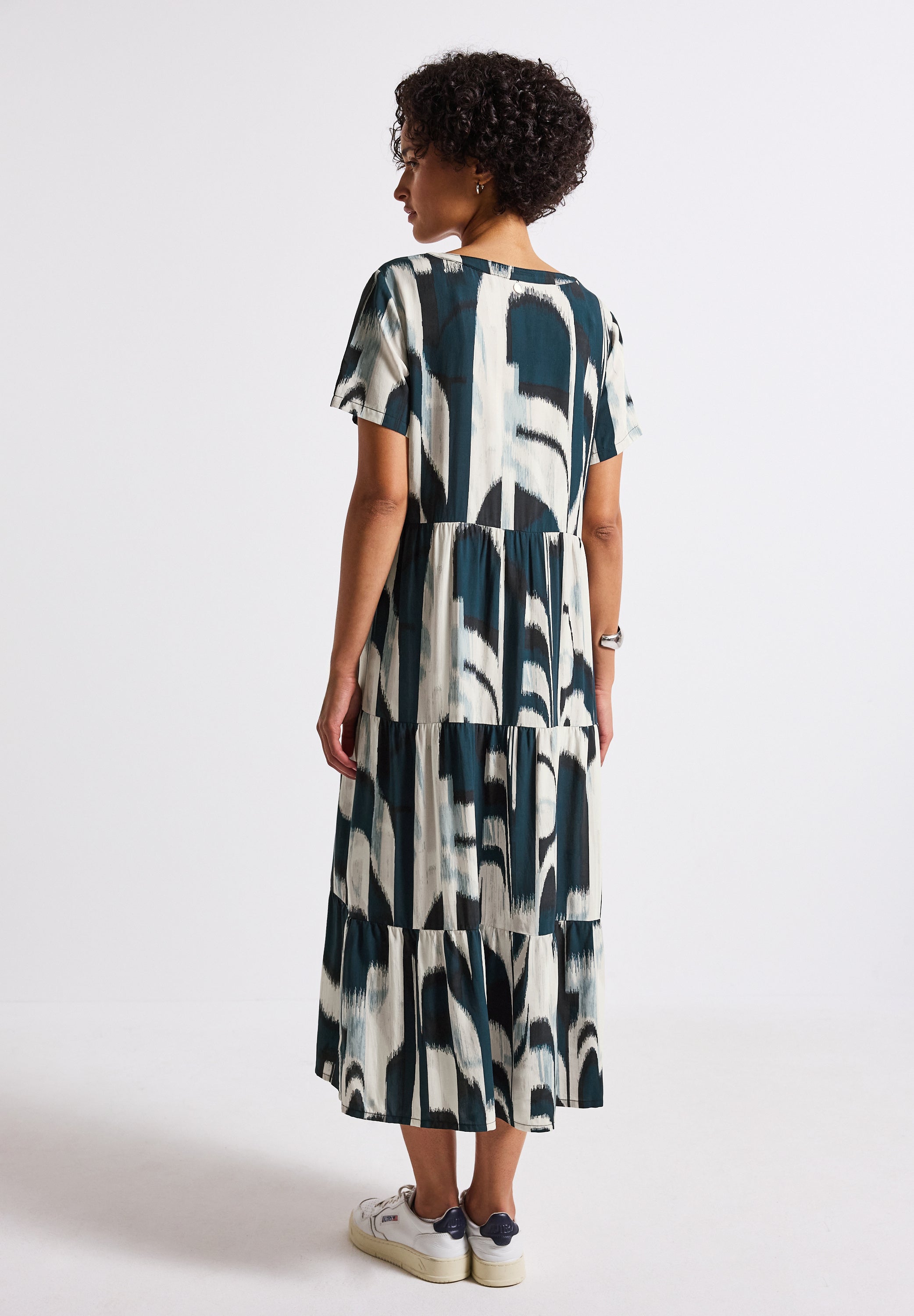 Street One Volant-Kleid Damen mit grafischem Muster und Knopfleiste
