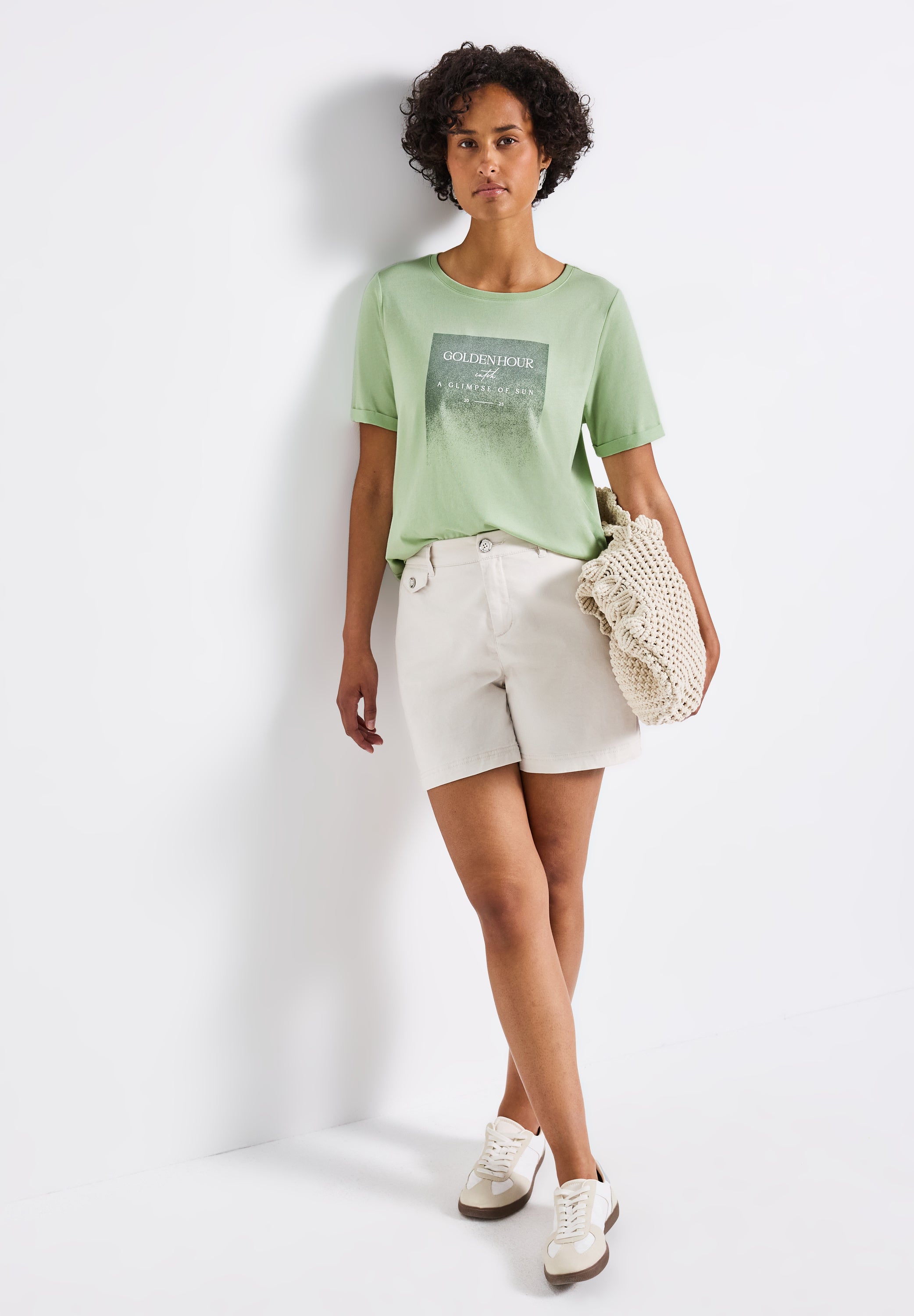 Street One T-Shirt Damen Schimmer-Print Feminine Silhouette