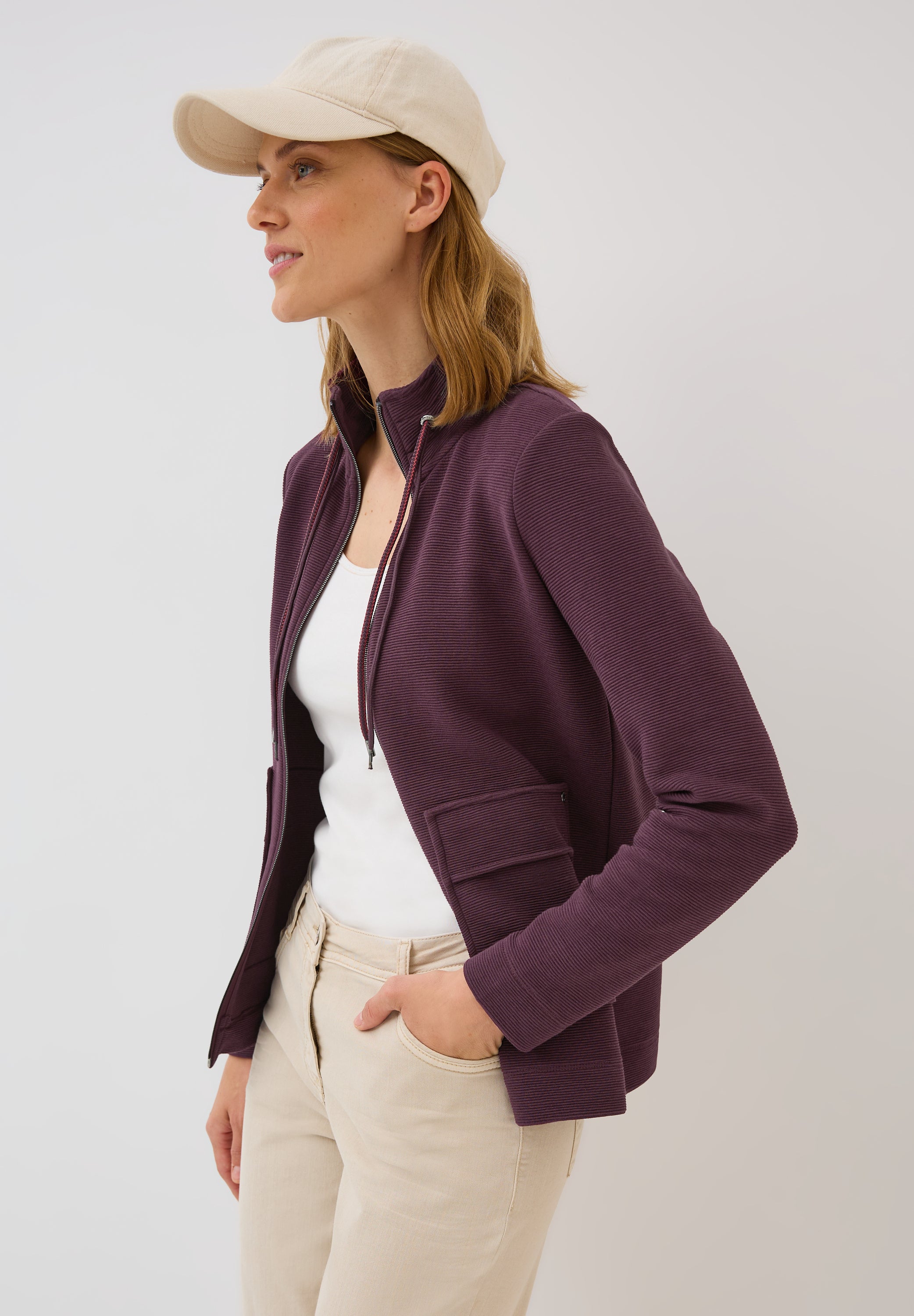 CECIL Ottoman Struktur Jacke Damen Tunnelzug Baumwollmix Stretch