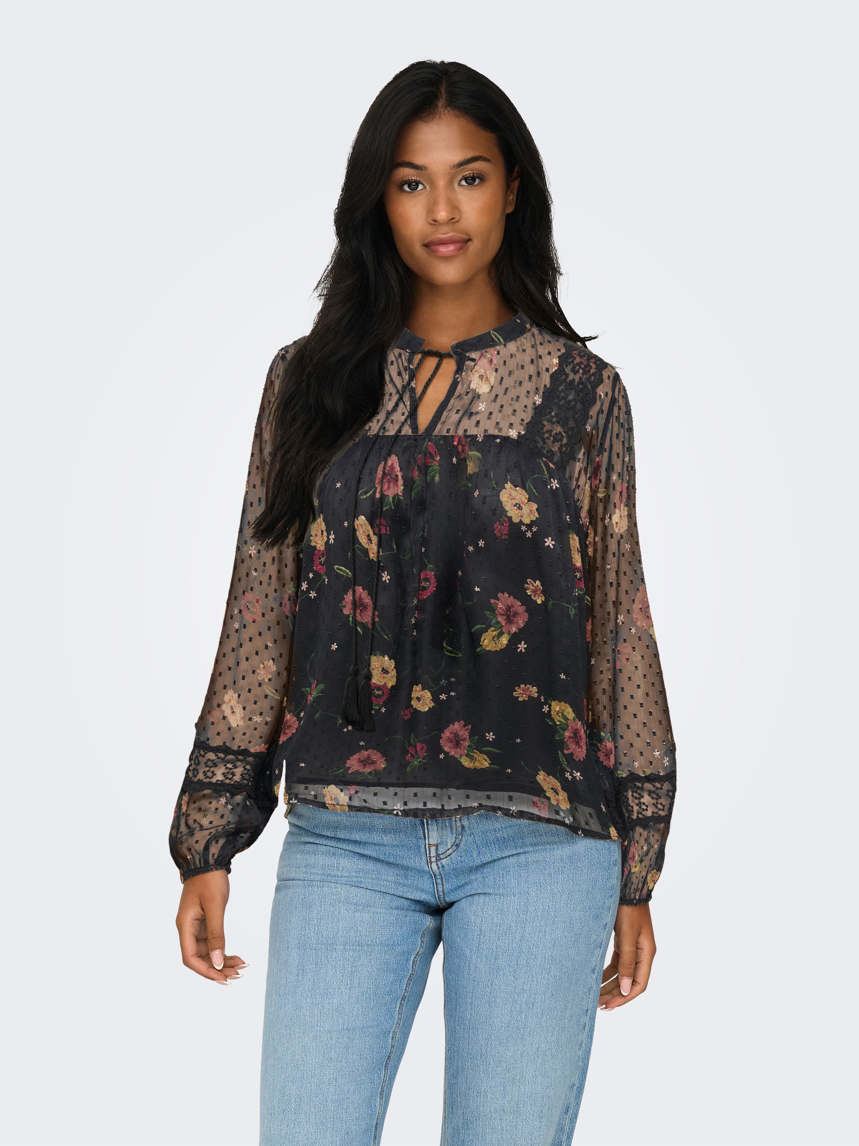 FashionQueen Top Damen Feminin mit Voluminösen Ärmeln
