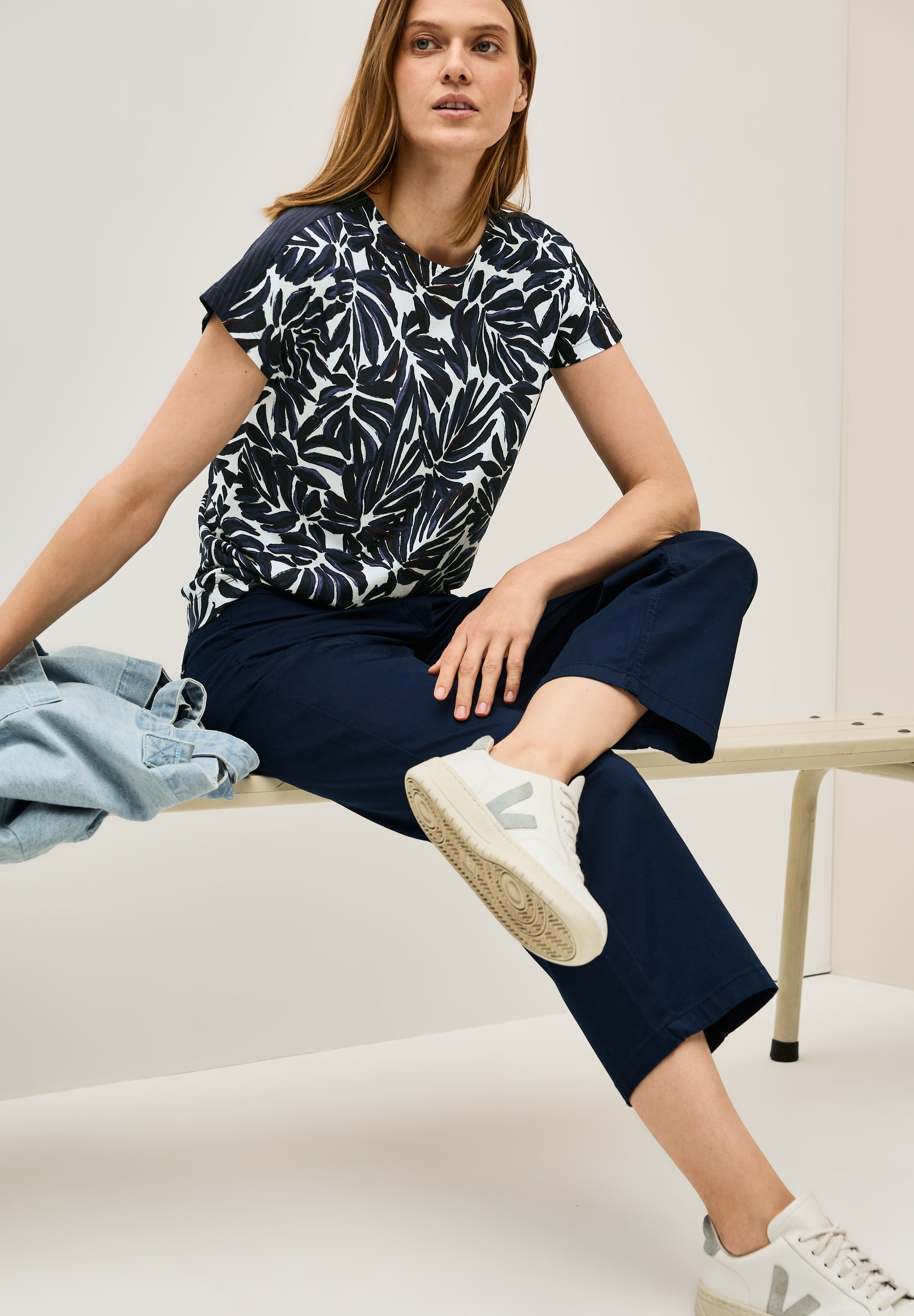 CECIL Print Shirt Damen Grafisches Muster Ausbrenner-Optik