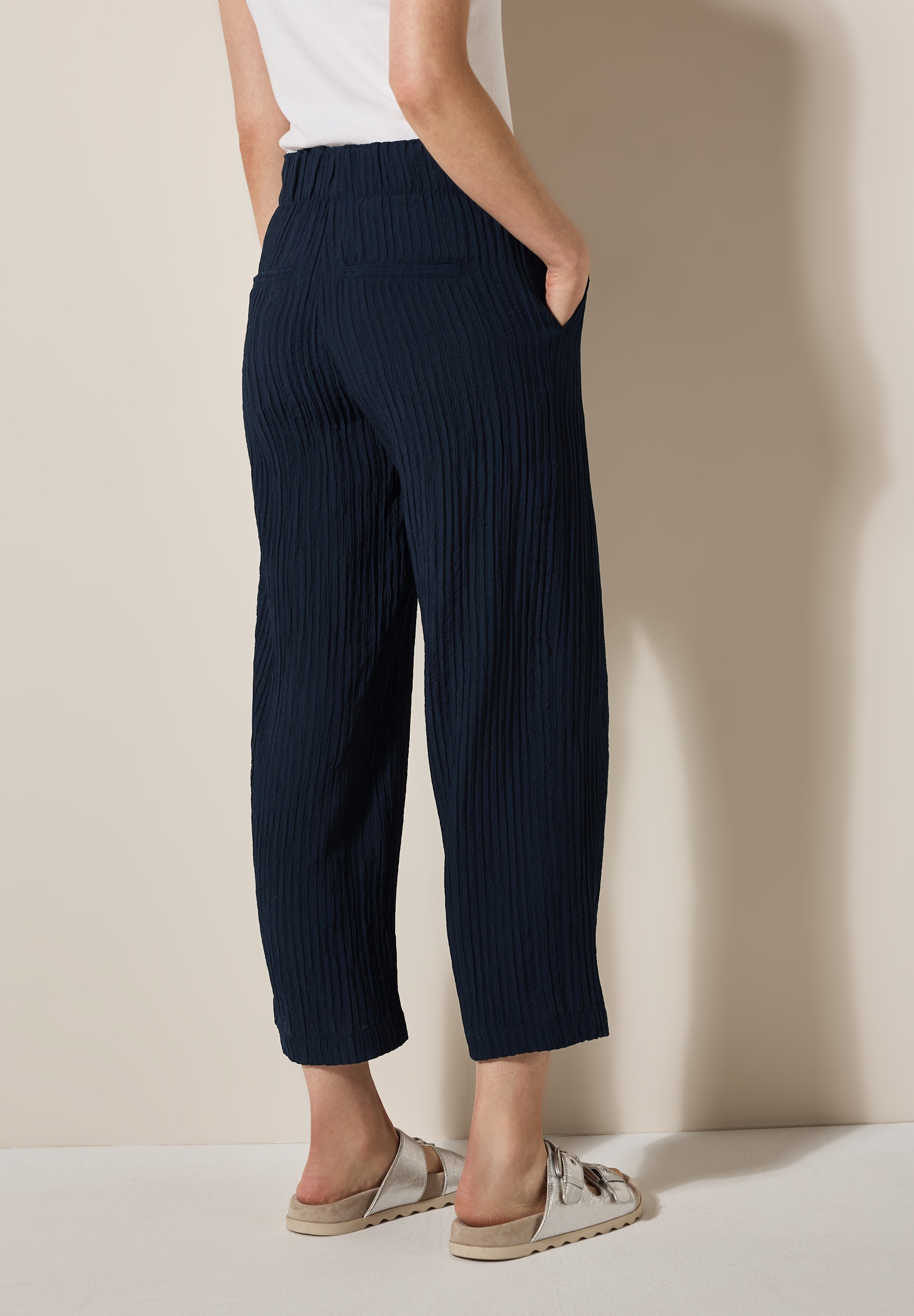 CECIL Strukturhose Damen Wide Legs High Waist Loose Fit