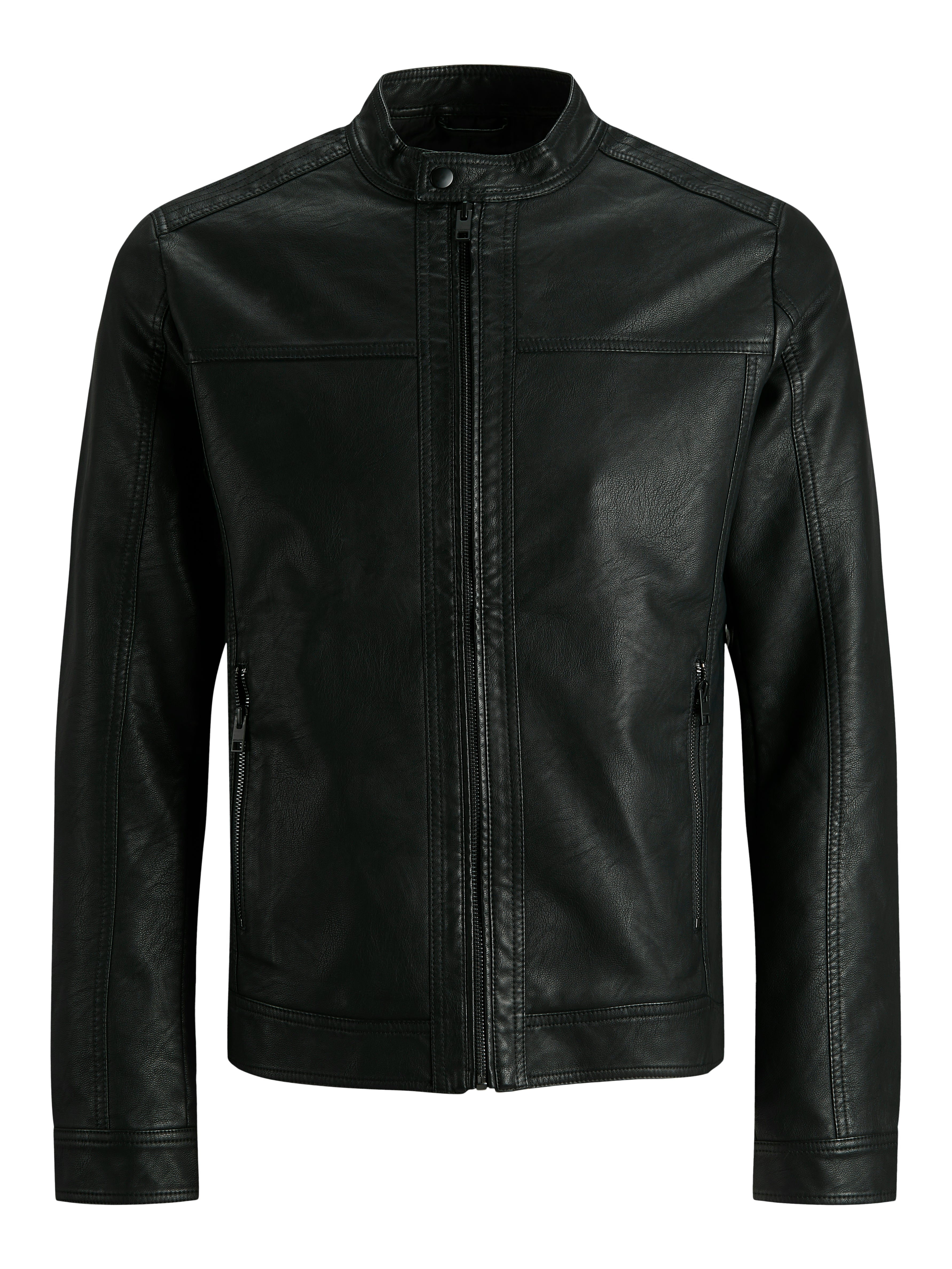 Bestseller Kunstlederjacke Herren Wasserabweisend Bandkragen Langarm