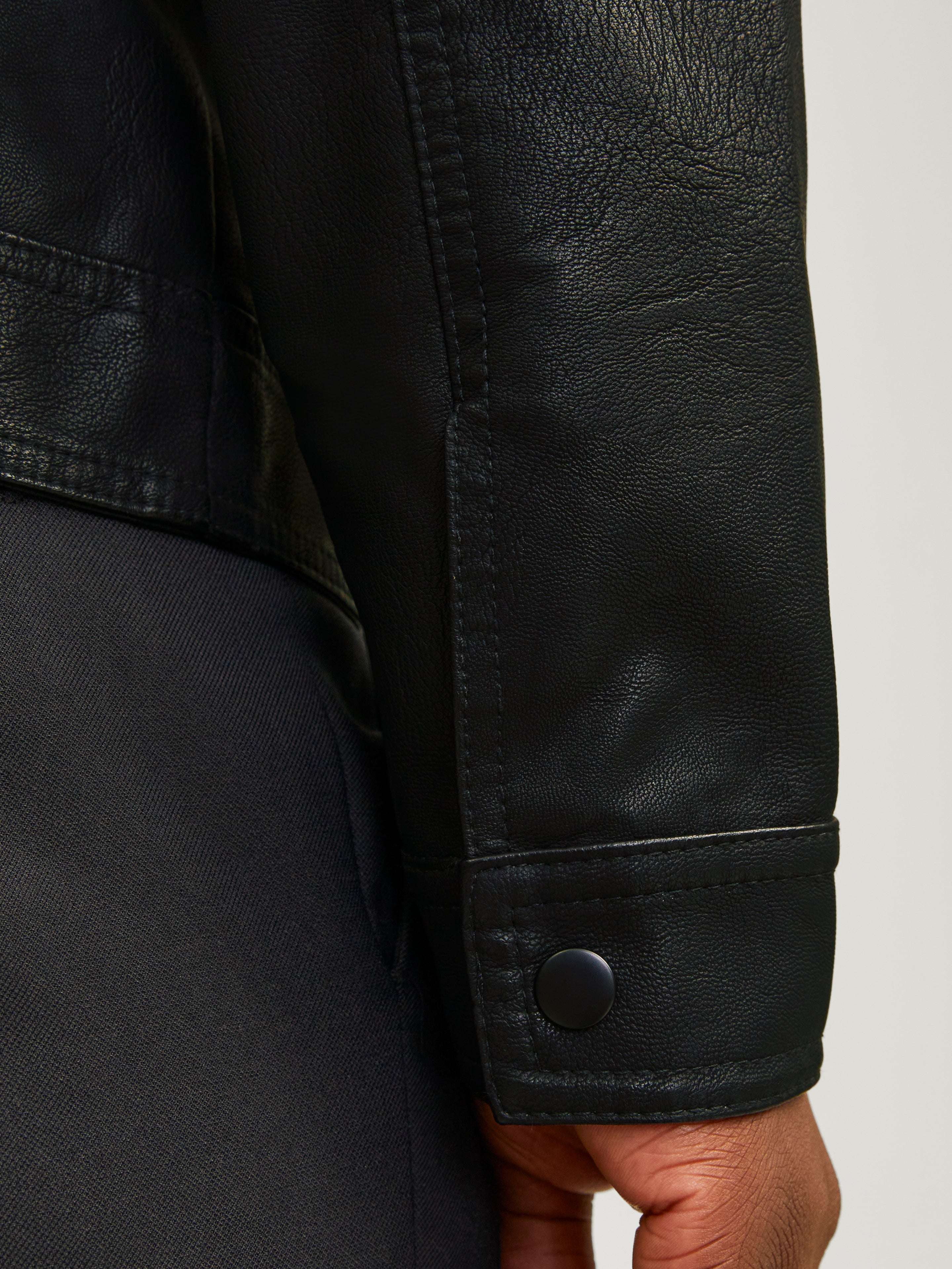 Bestseller Kunstlederjacke Herren Wasserabweisend Bandkragen Langarm