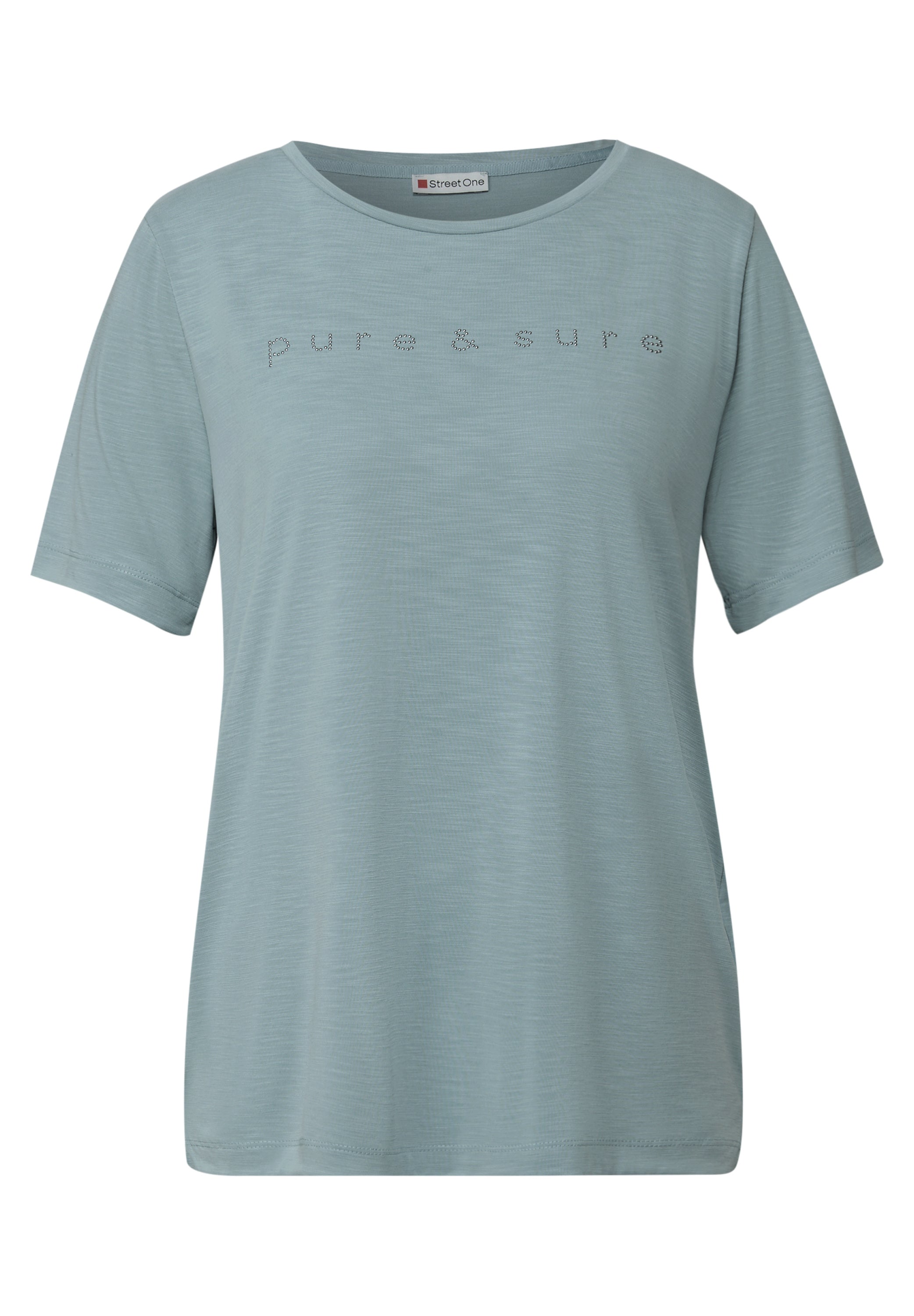 Street One Damen T-Shirt mit Schmucksteinen und Silk-Look-Qualität