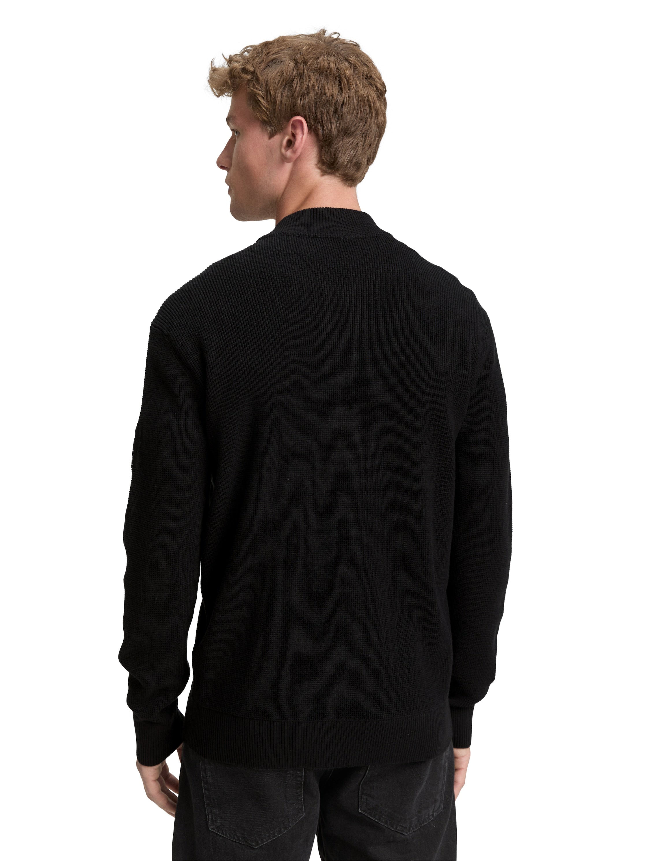 Tom Tailor Bomber Strickjacke für Herren mit Logo-Badge aus Baumwolle