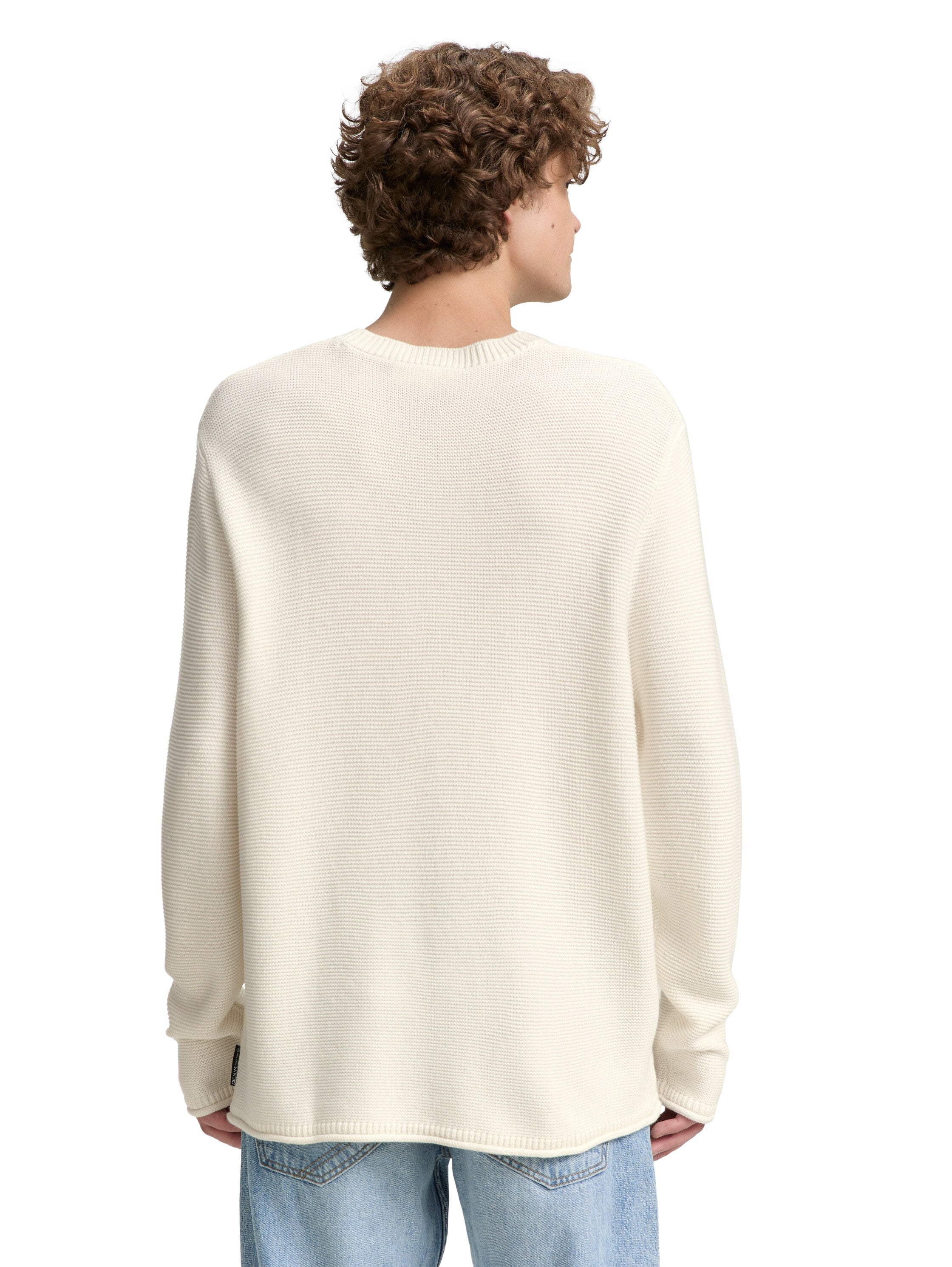 Tom Tailor Denim Male Erwachsene Pullover mit gerollten Saumkanten aus strukturiertem Stoff