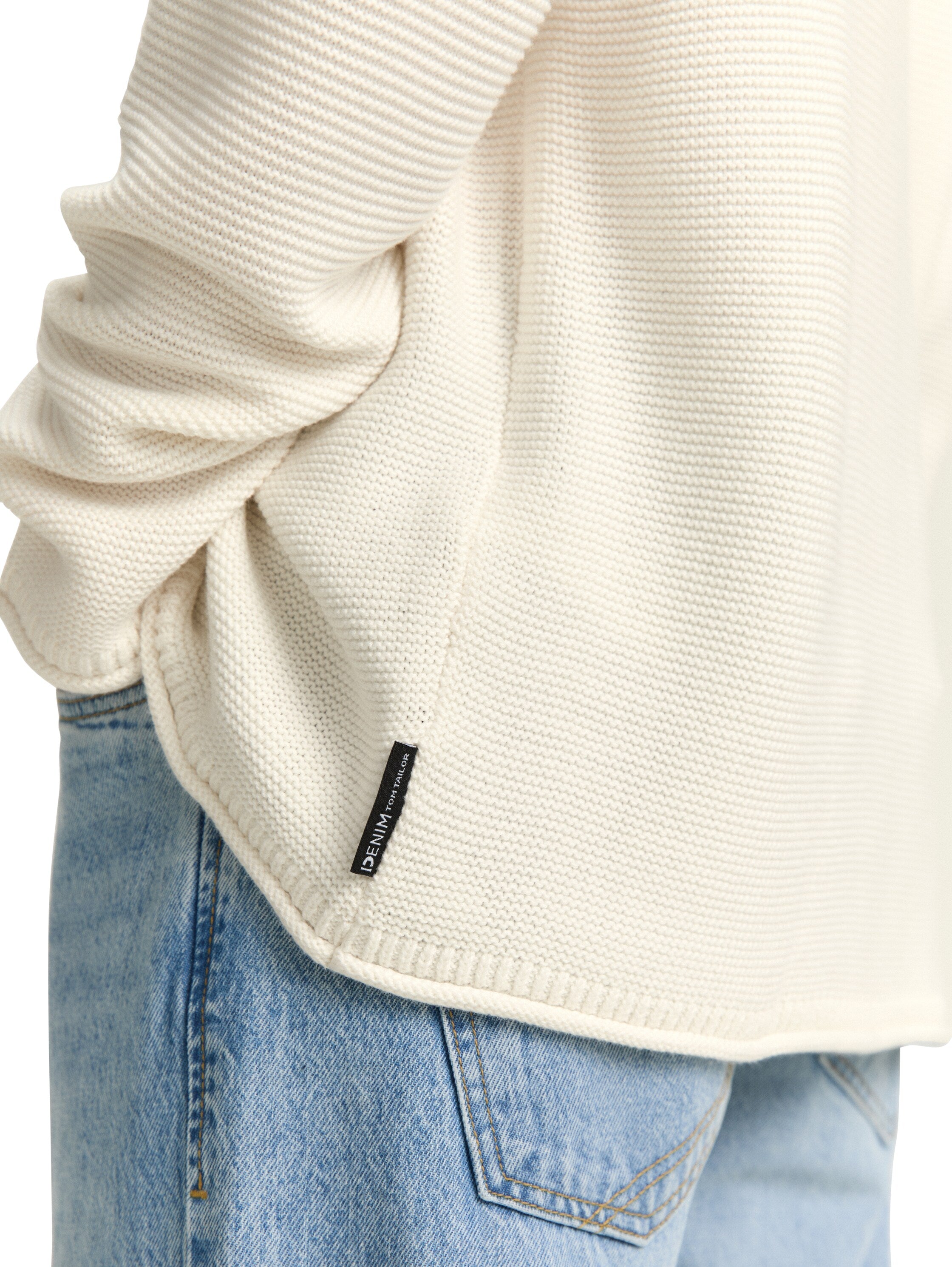 Tom Tailor Denim Male Erwachsene Pullover mit gerollten Saumkanten aus strukturiertem Stoff