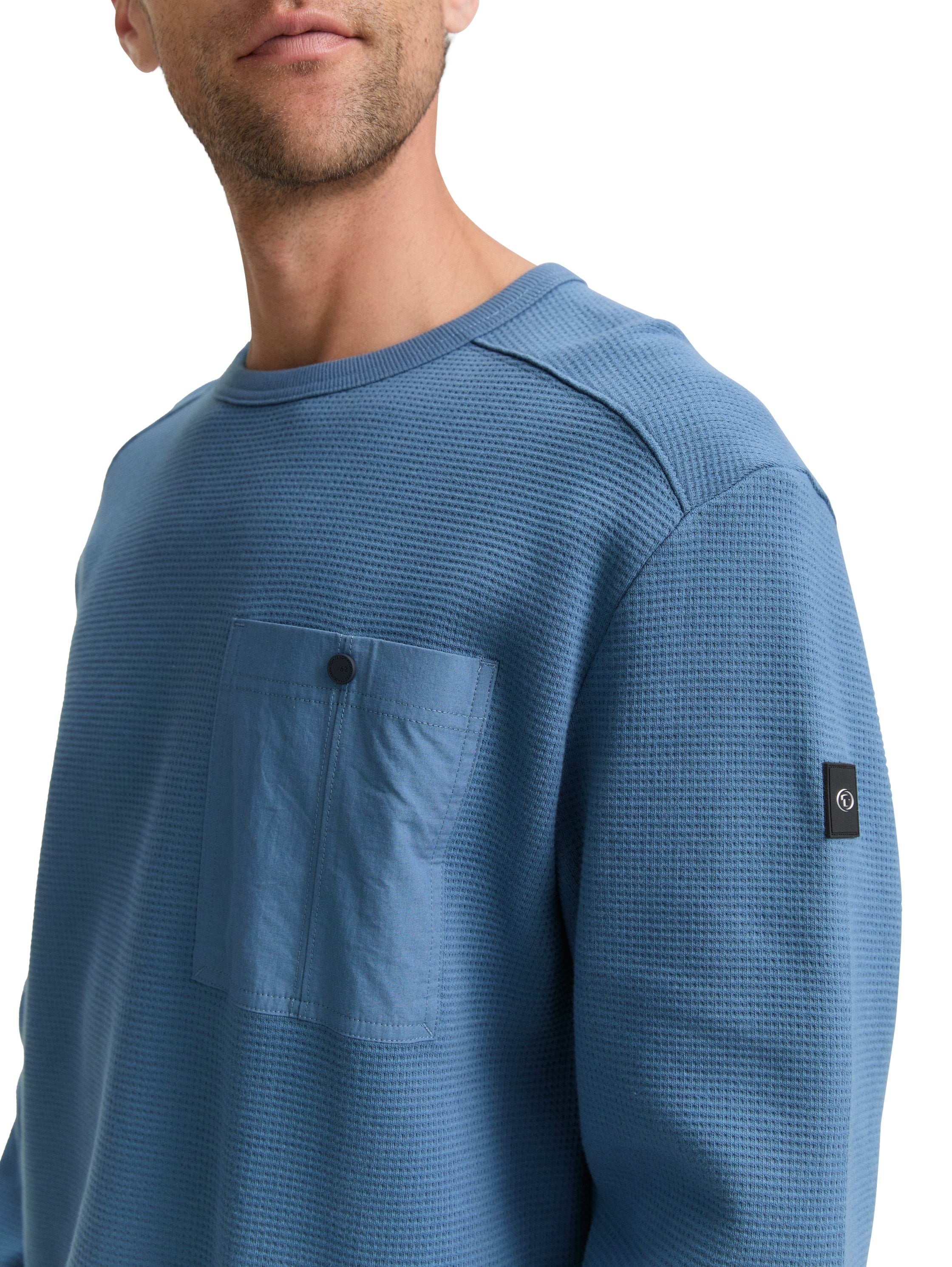 Tom Tailor Denim Sweatshirt Erwachsene Männlich mit Brusttasche und Rippbund
