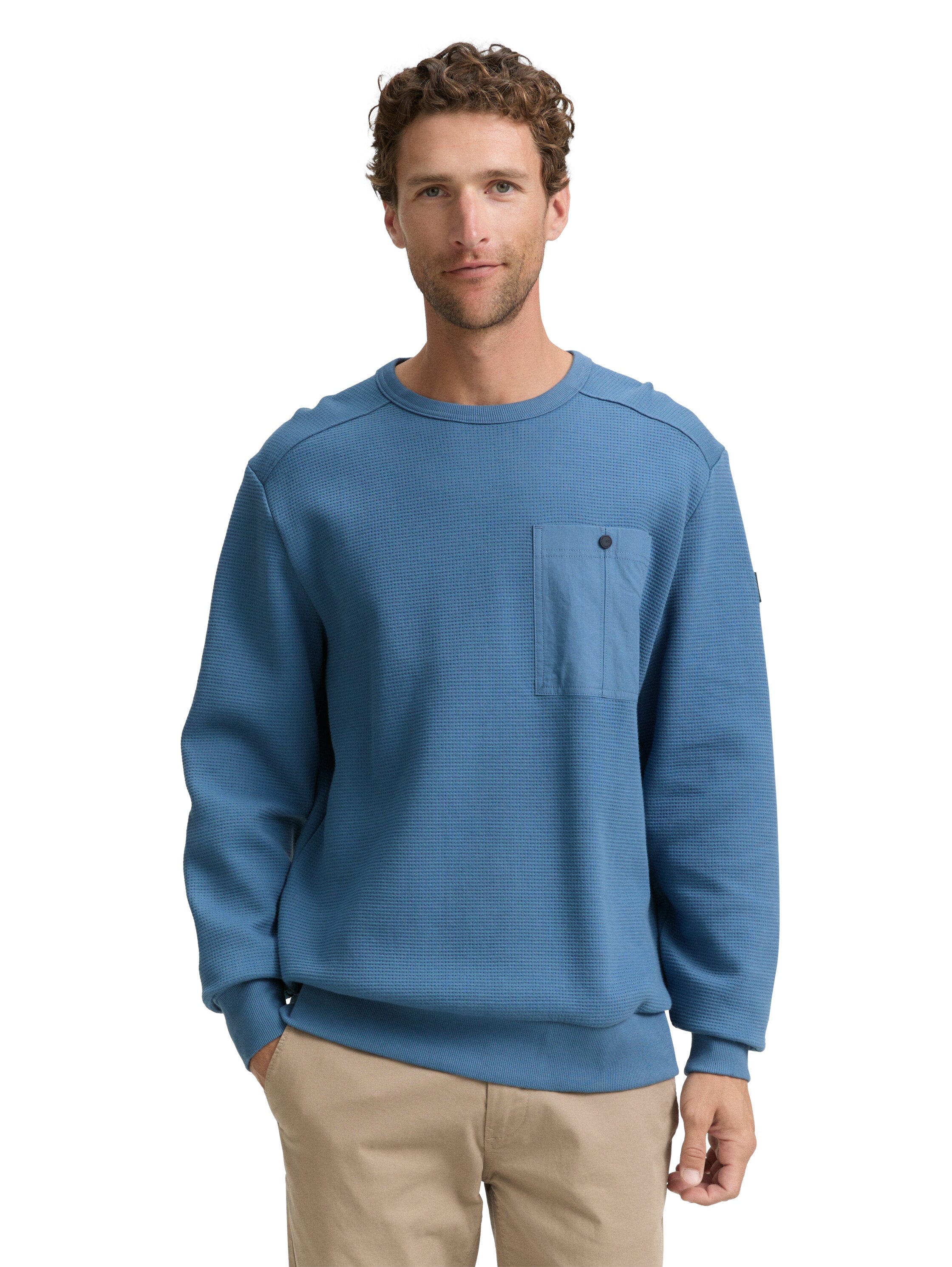 Tom Tailor Denim Sweatshirt Erwachsene Männlich mit Brusttasche und Rippbund