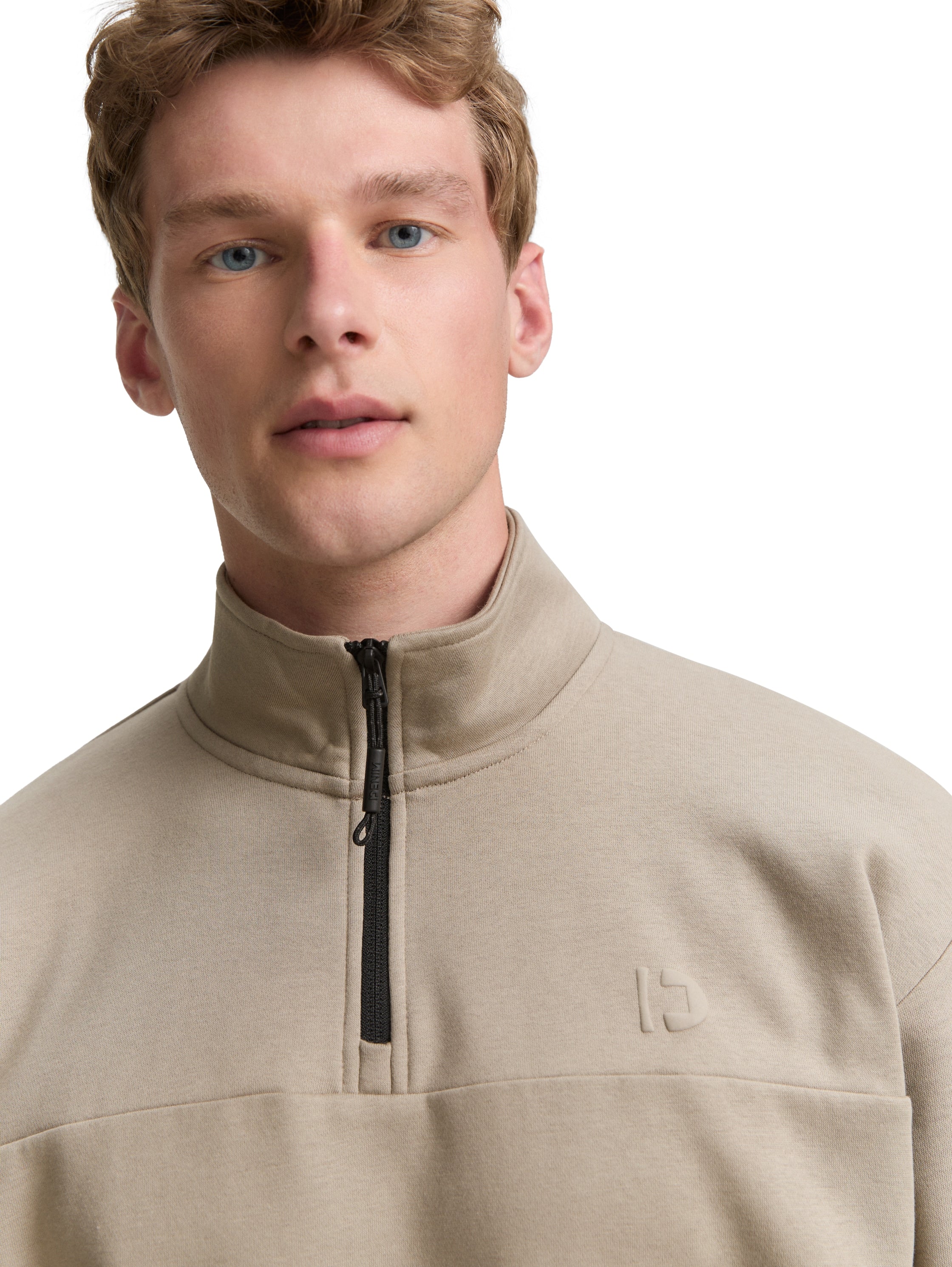 Tom Tailor Denim Troyer Sweatshirt Herren mit Reißverschluss Stehkragen