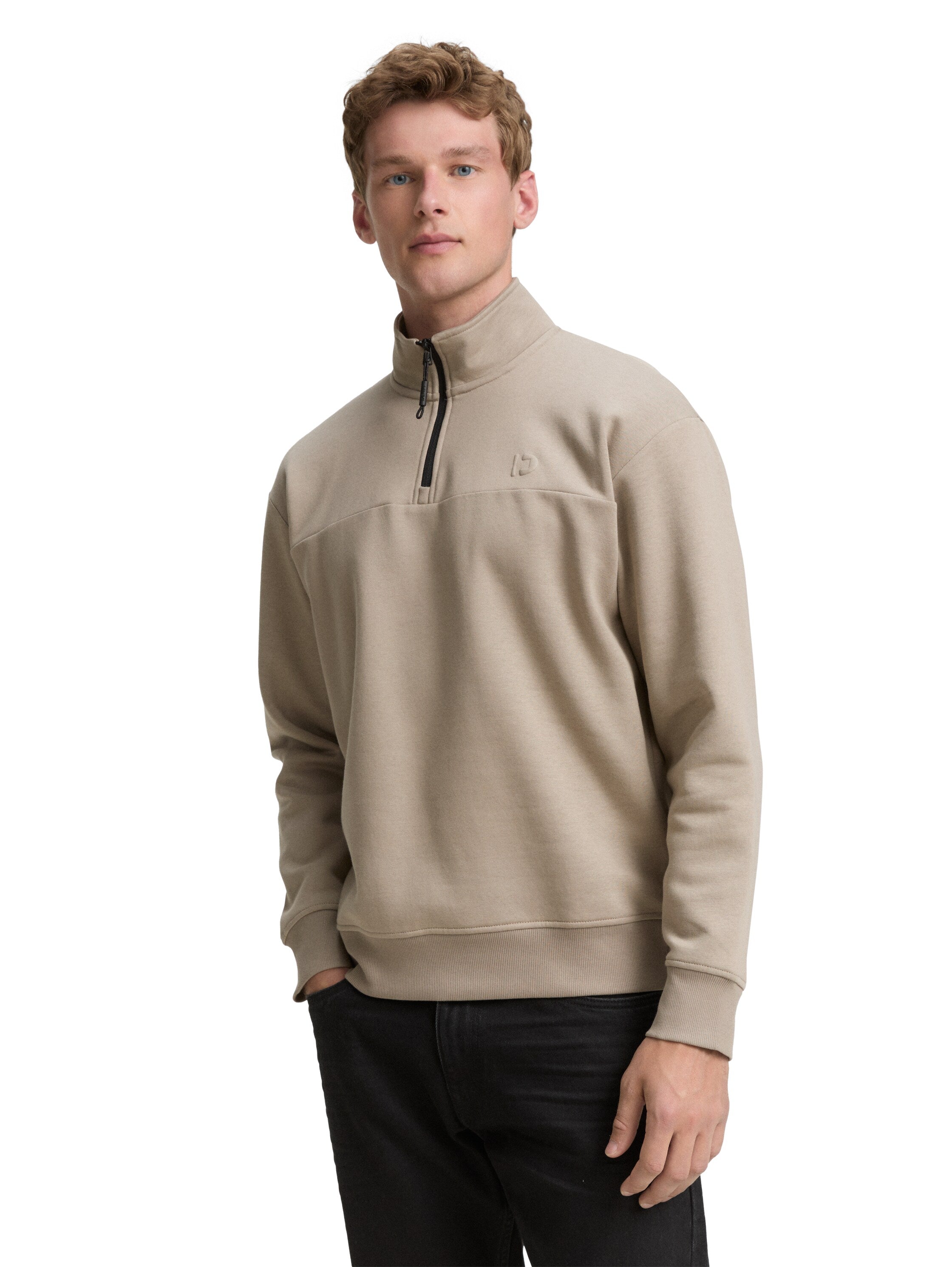 Tom Tailor Denim Troyer Sweatshirt Herren mit Reißverschluss Stehkragen