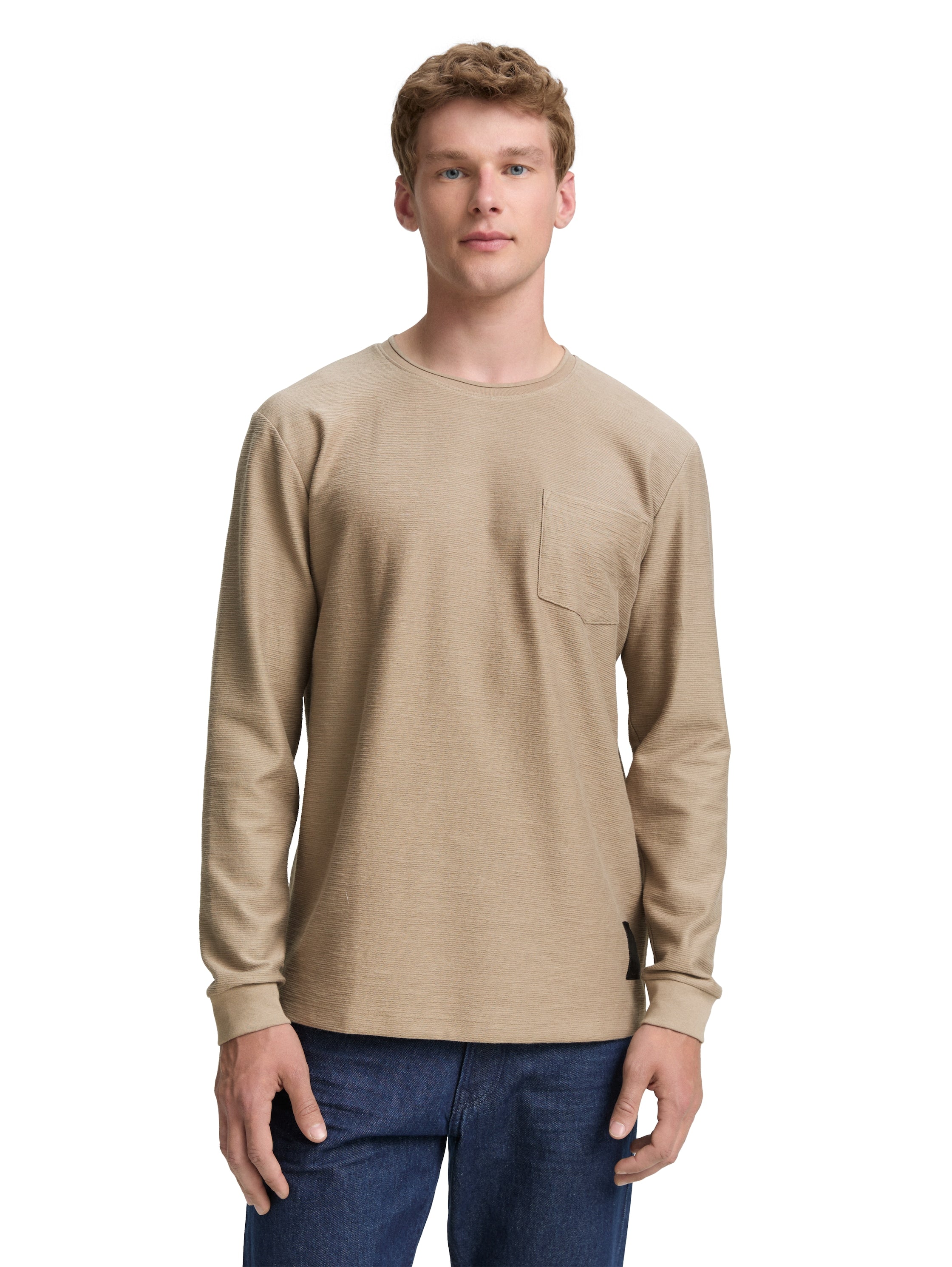 Tom Tailor Denim Longsleeve Herren Stretch Ottoman-Stoff