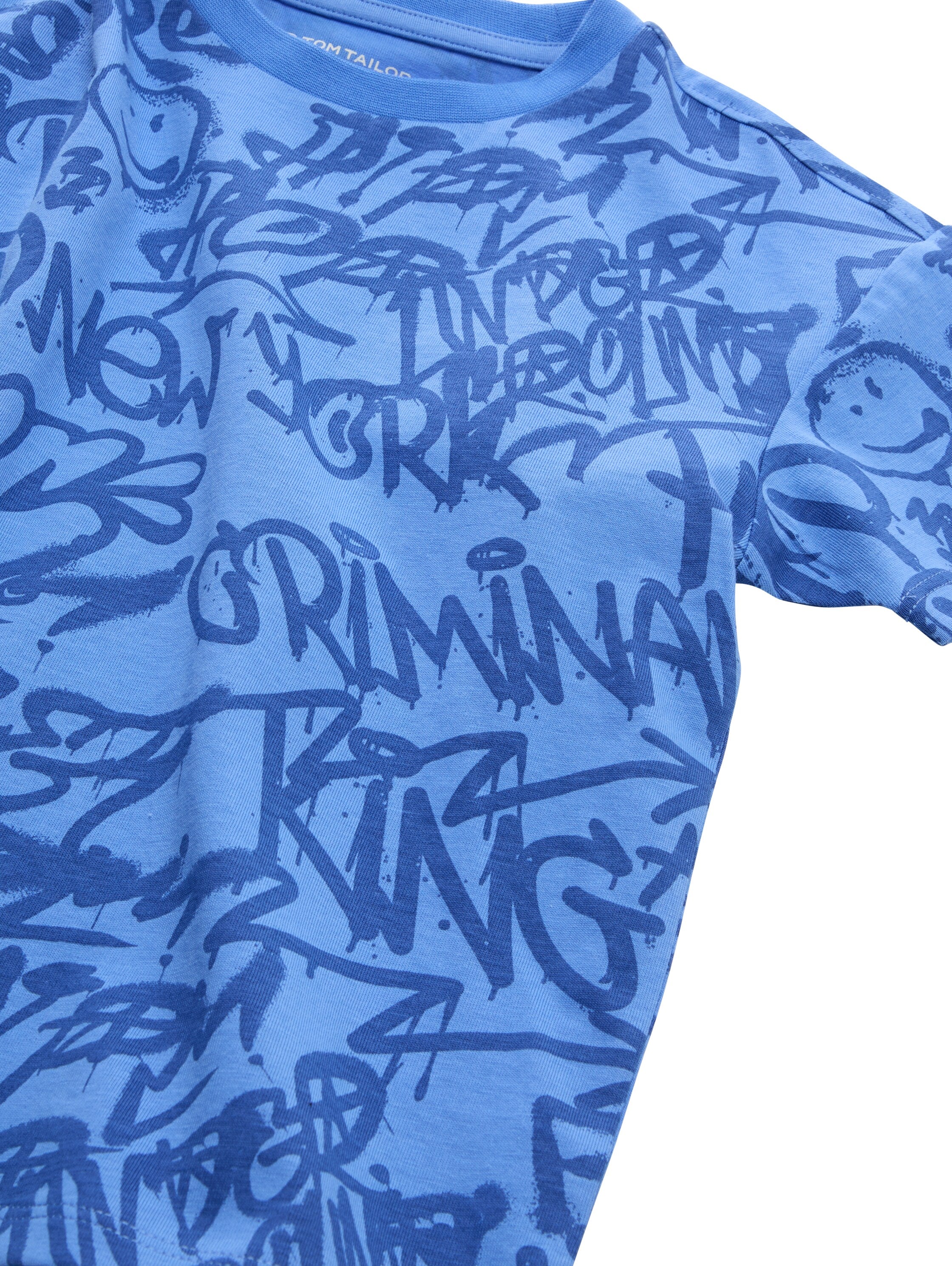 Tom Tailor Denim Male Kinder Oversized T-Shirt mit Allover-Print