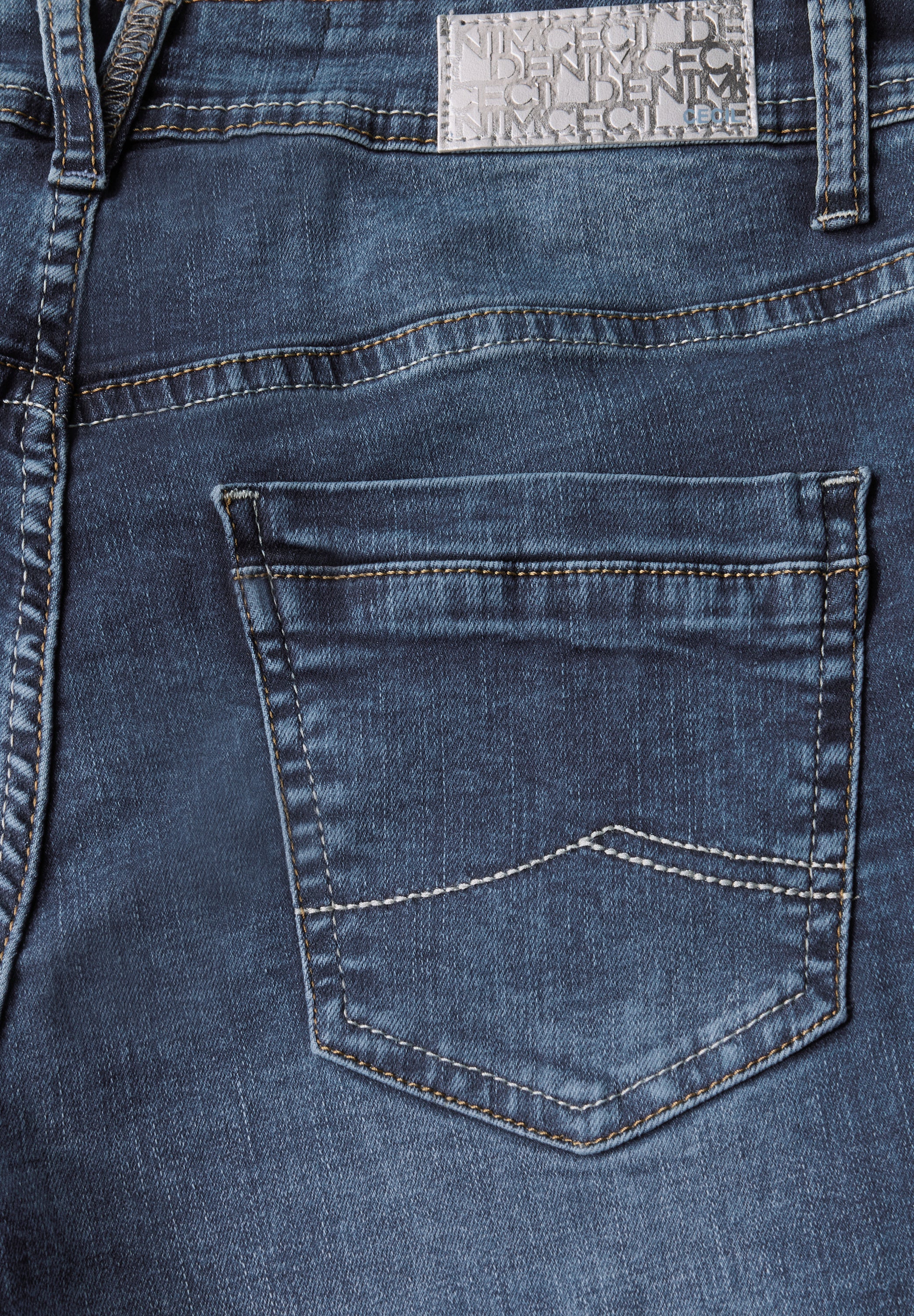 CECIL Jeanshose Damen Mid Waist Slim Fit Stretch Baumwolle
