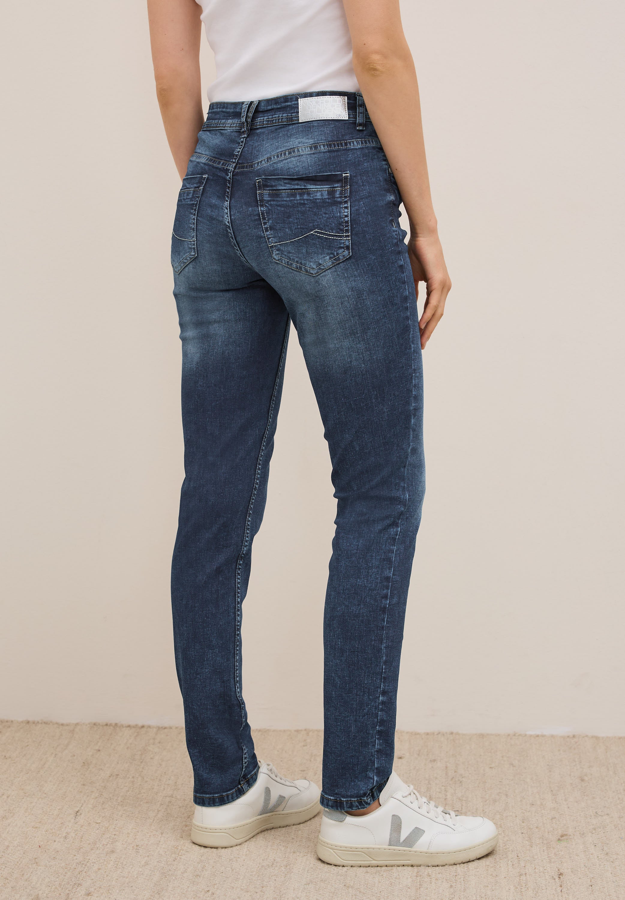 CECIL Jeanshose Damen Mid Waist Slim Fit Stretch Baumwolle
