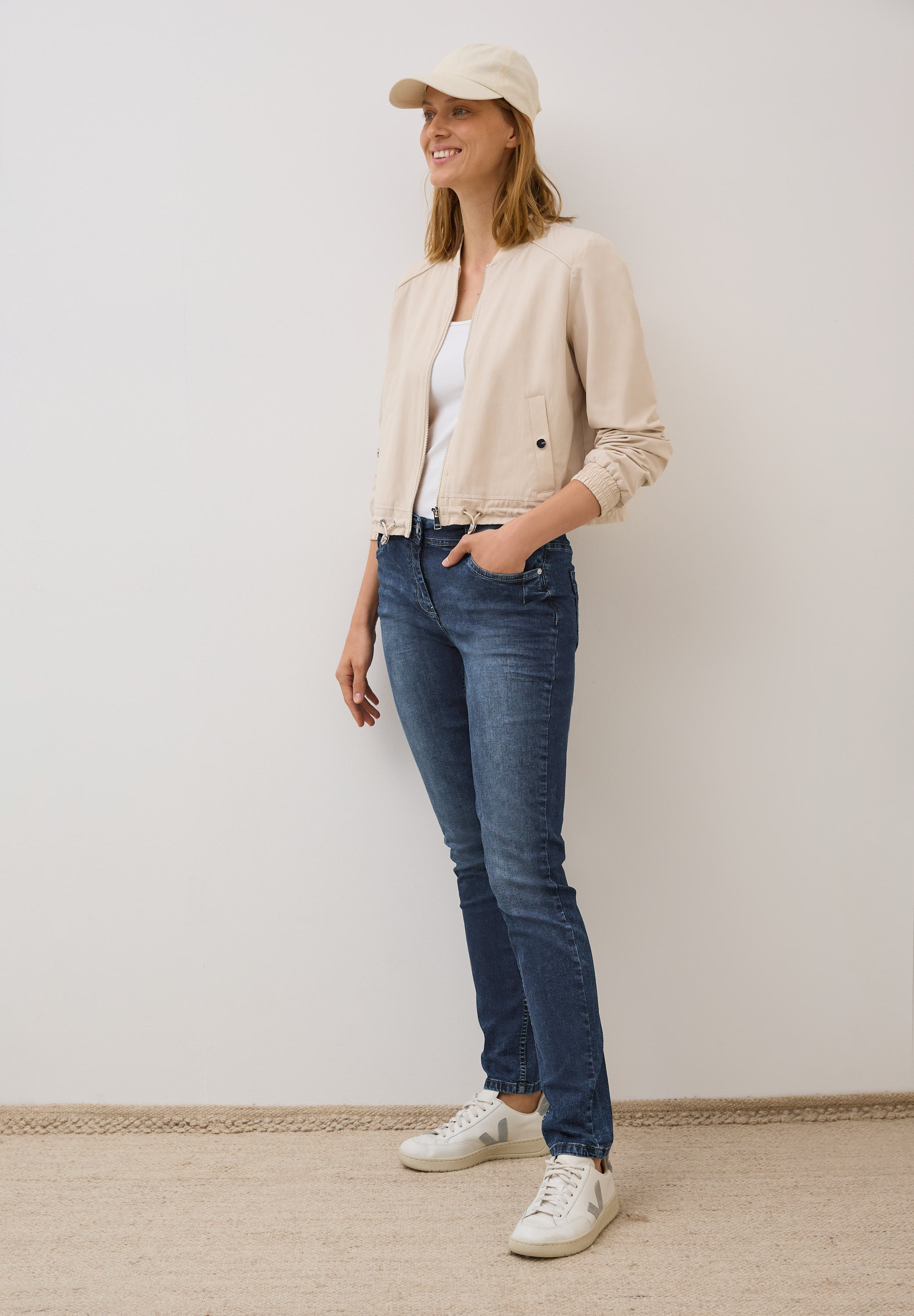 CECIL Jeanshose Damen Mid Waist Slim Fit Stretch Baumwolle
