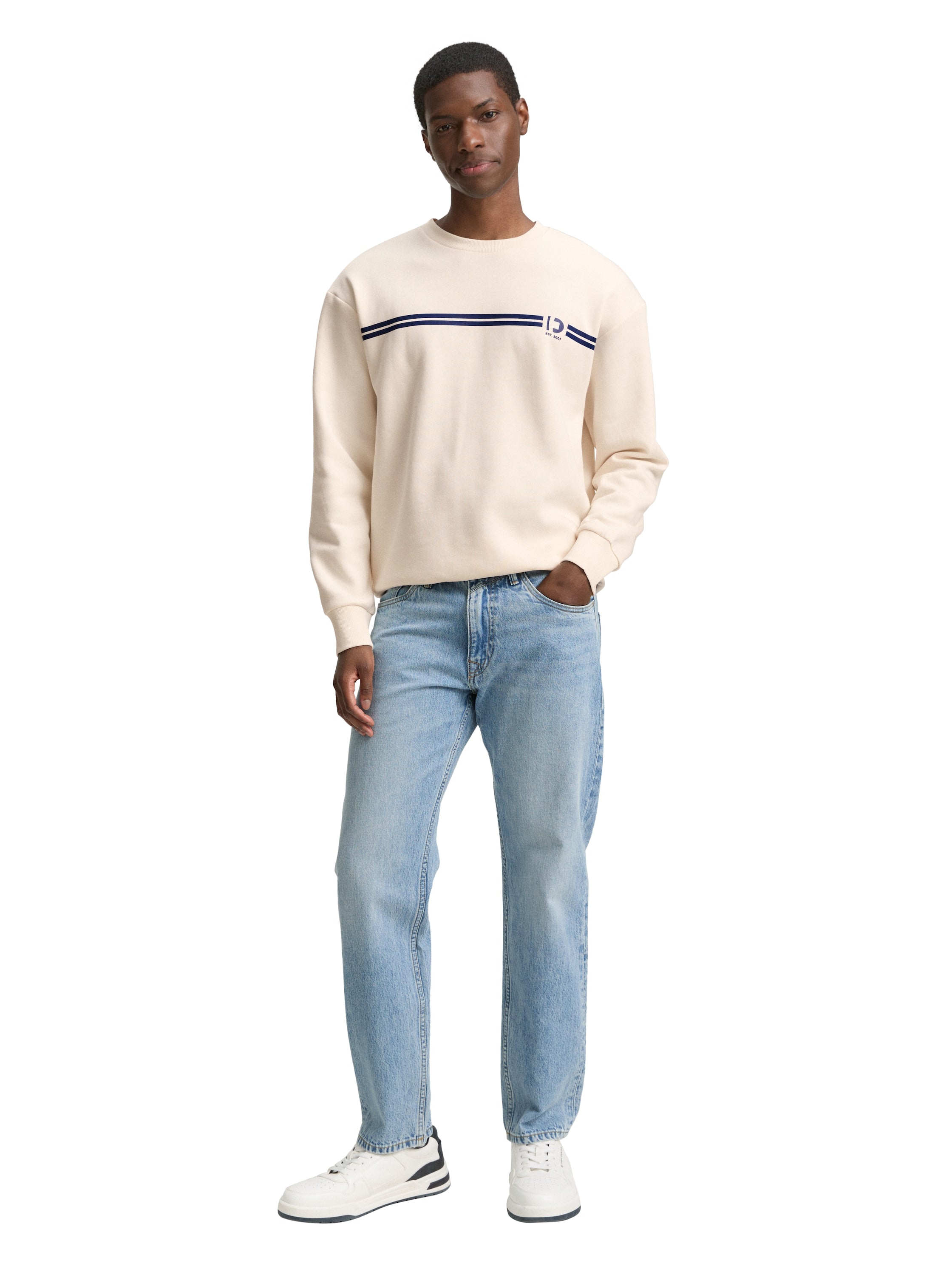 Tom Tailor Denim Crewneck Sweatshirt für Männer mit gestreiftem Print