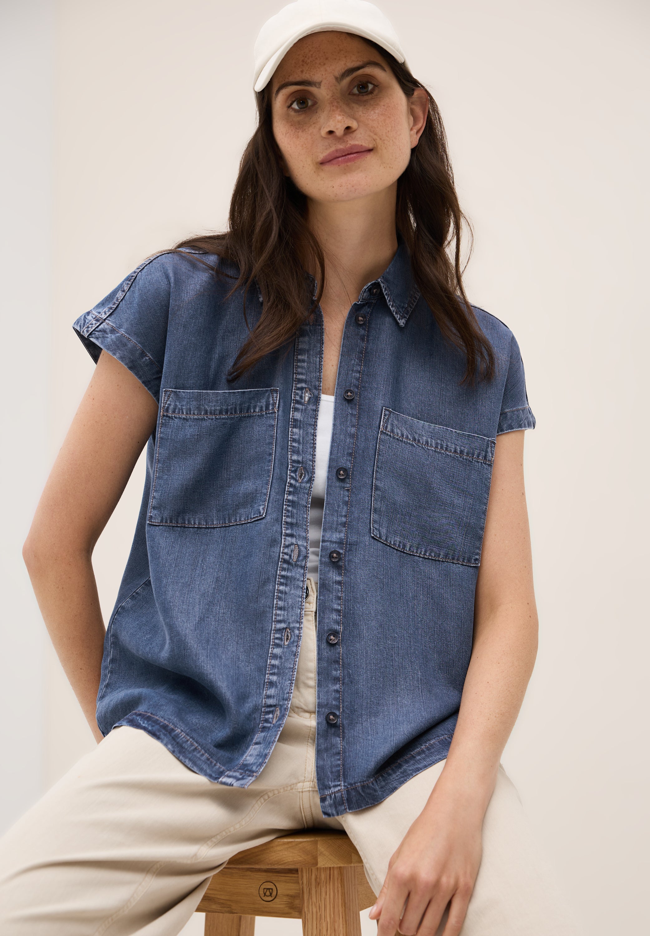 CECIL Denim Bluse Damen Sportiv-Lässiger Stil
