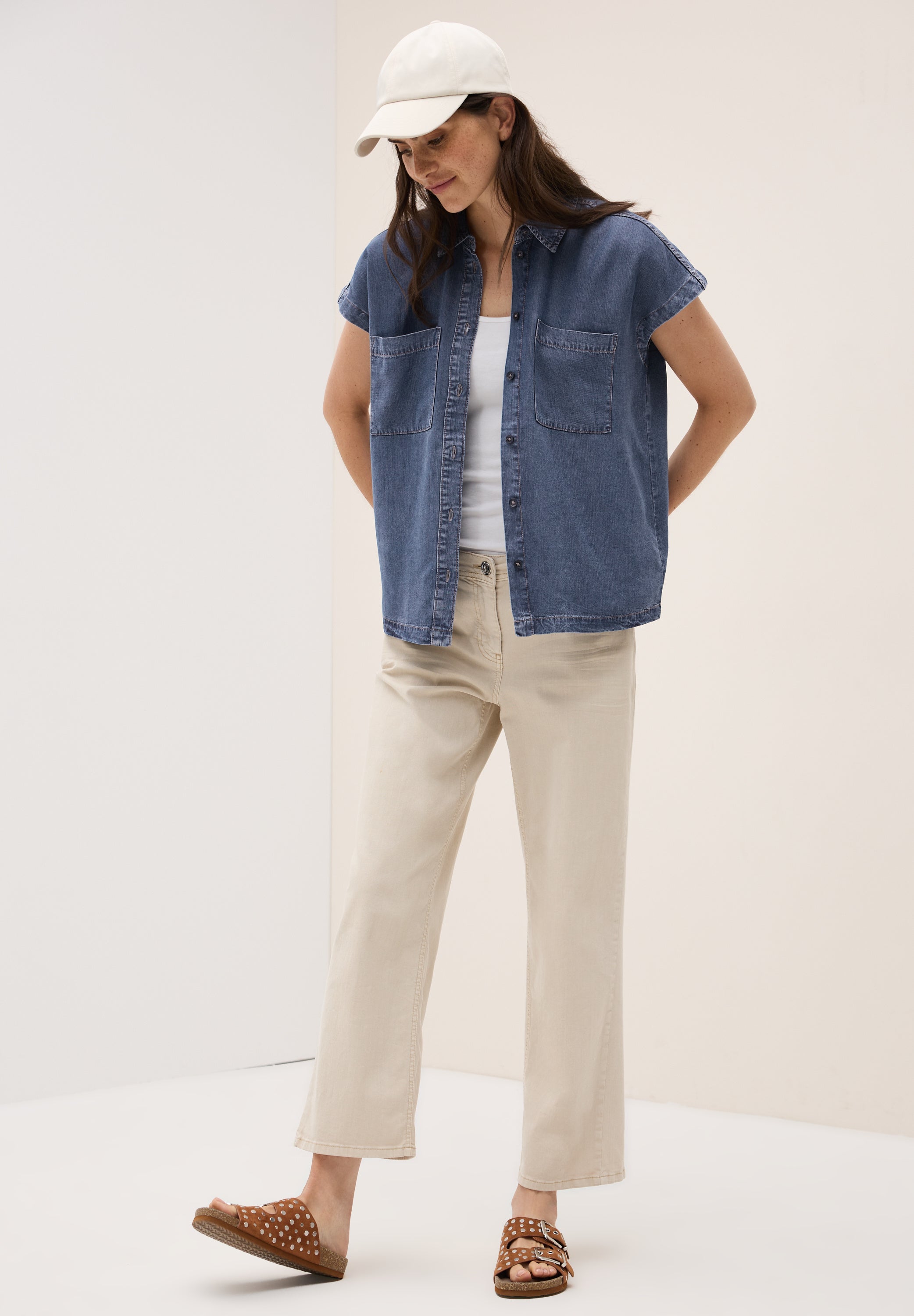 CECIL Denim Bluse Damen Sportiv-Lässiger Stil